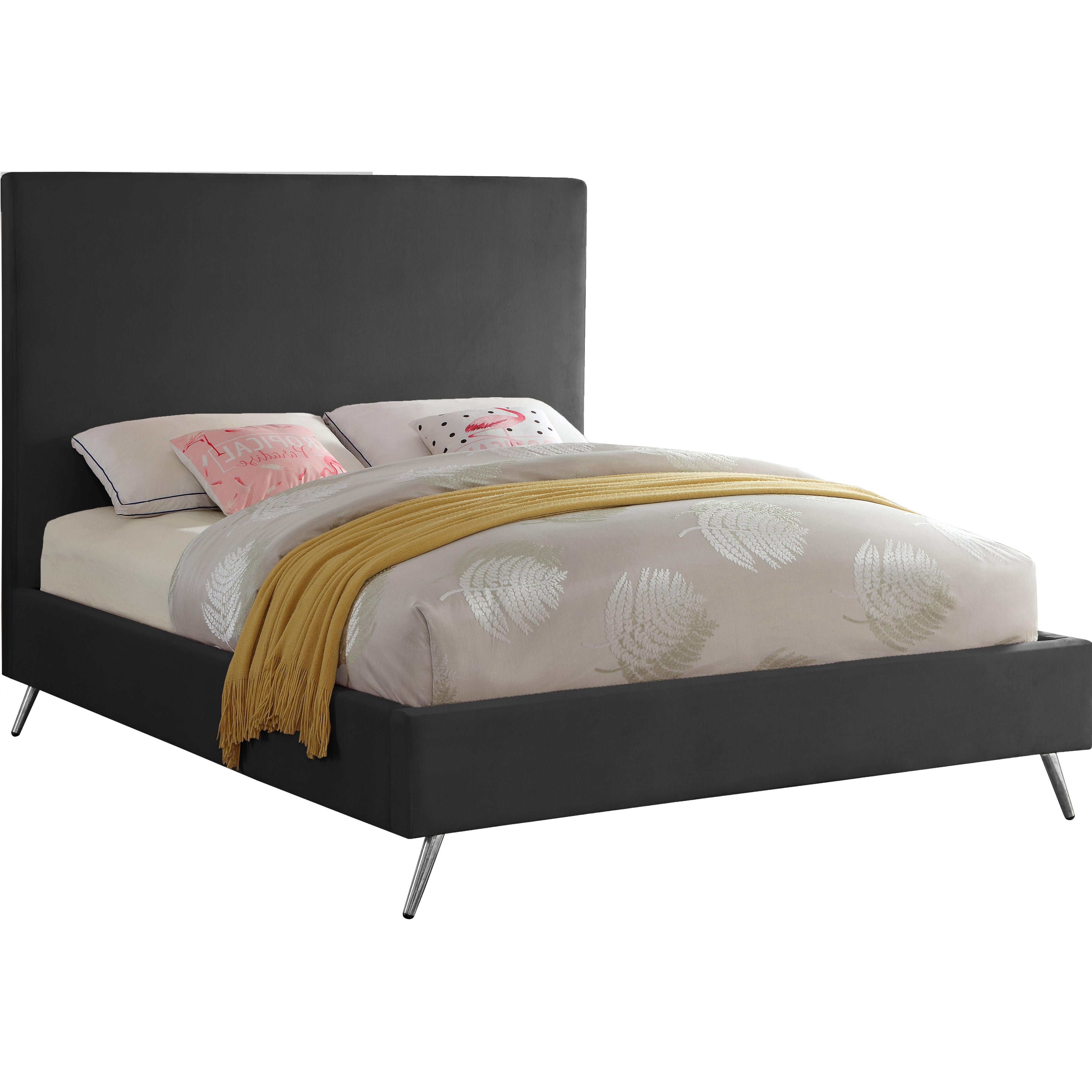 Meridian Jasmine Grey Velvet King Bed