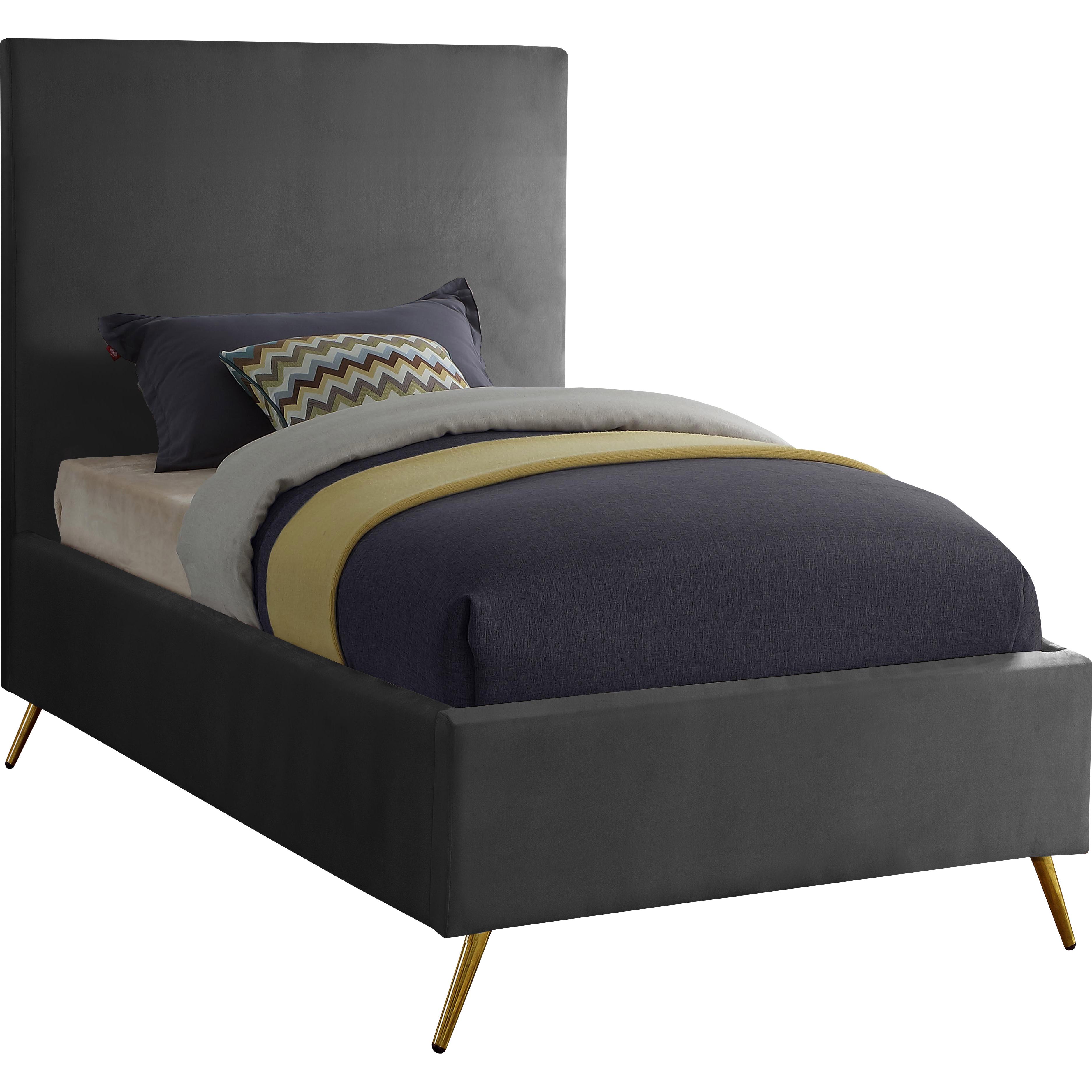 Meridian Jasmine Grey Velvet Twin Bed