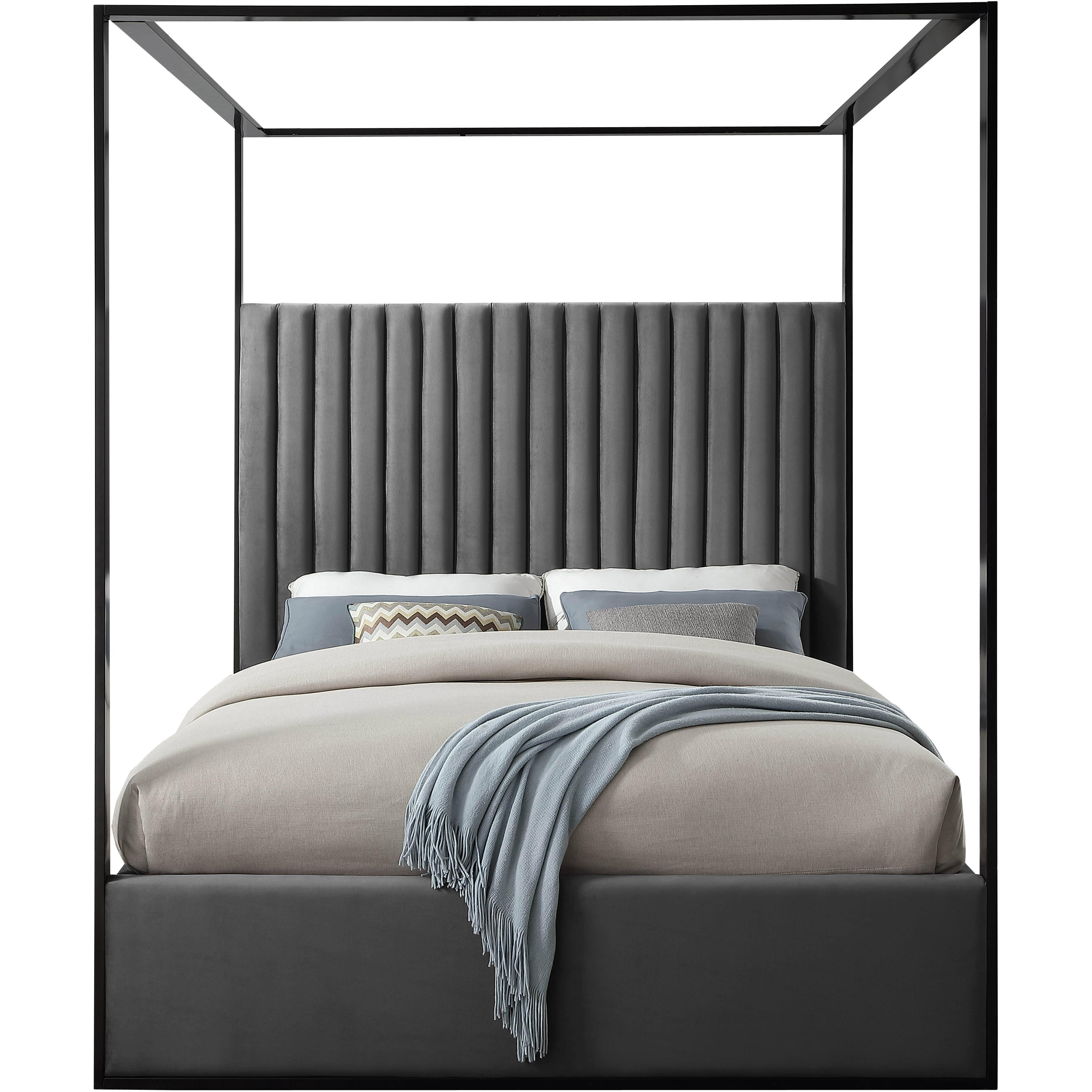 Meridian Jax Grey Velvet King Bed