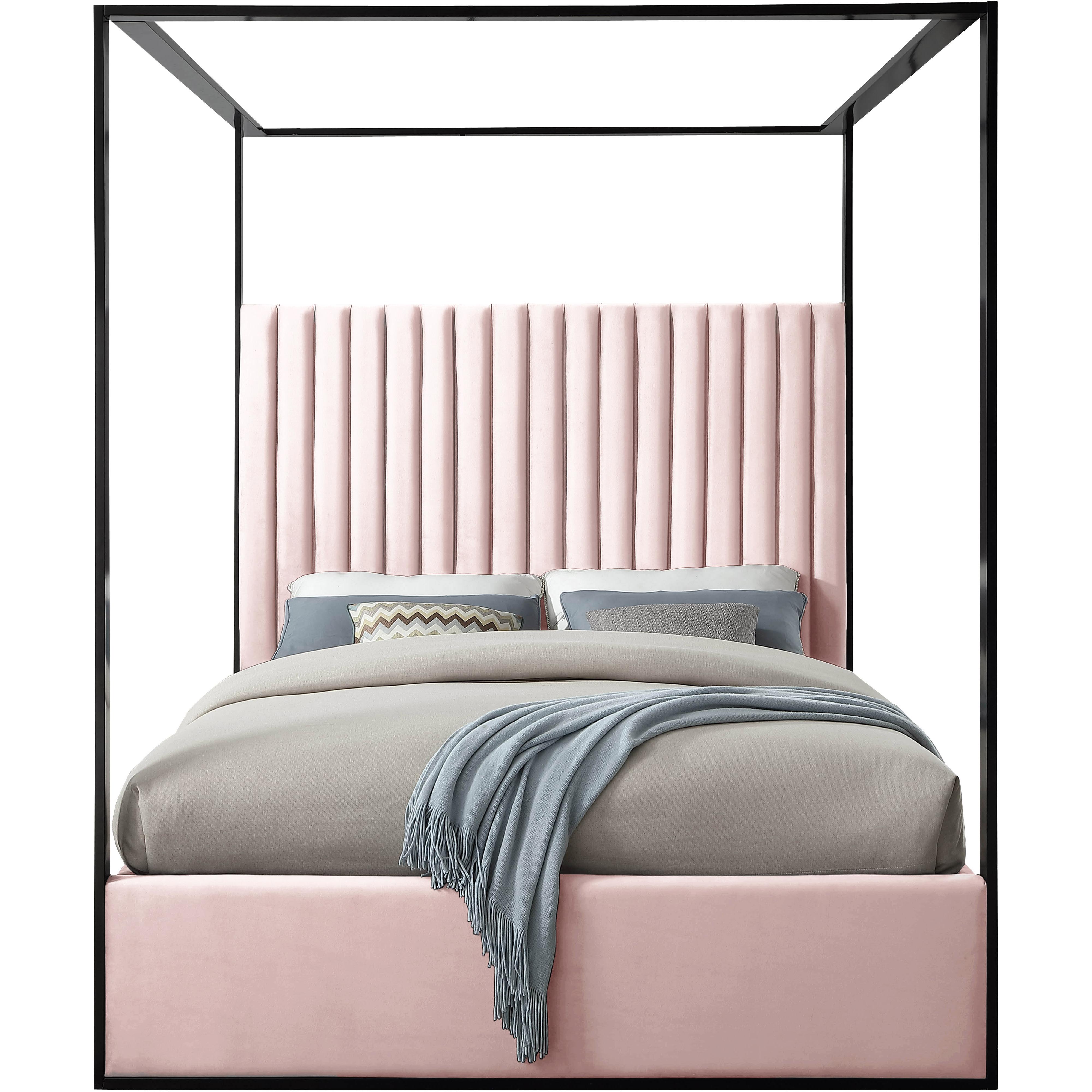 Meridian Jax Pink Velvet Queen Bed