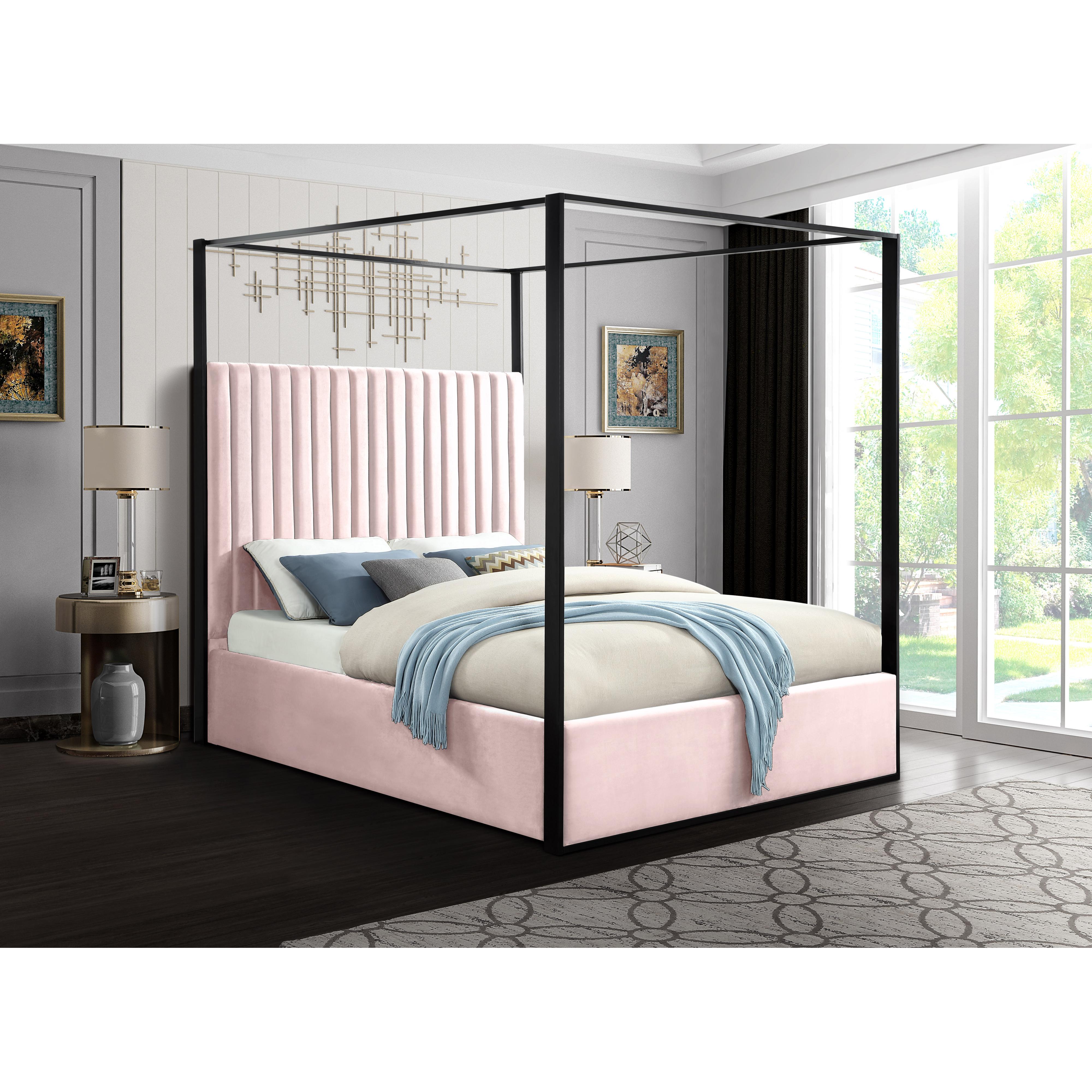 Meridian Jax Pink Velvet Queen Bed
