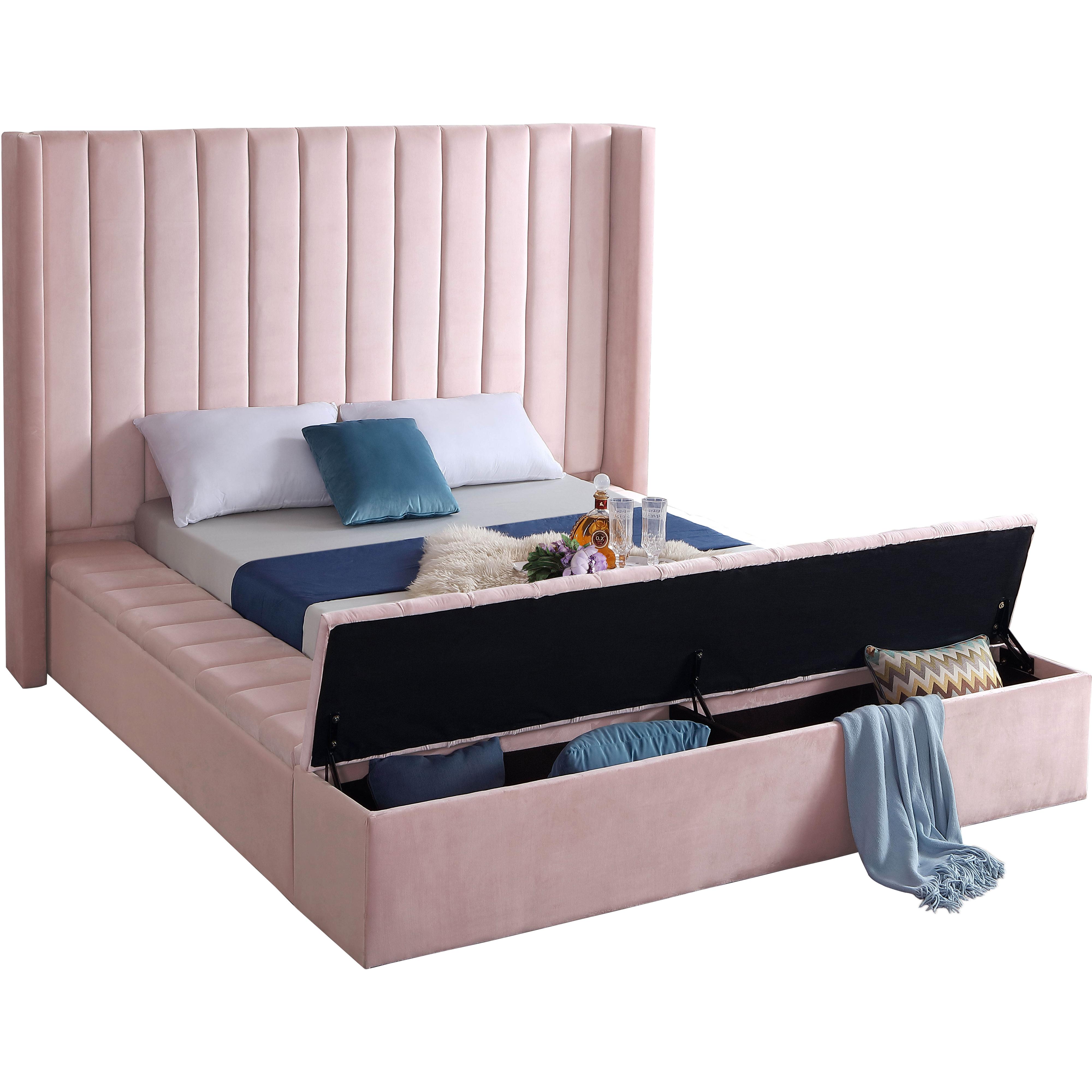 Meridian Kiki Pink Velvet Full Bed (3 Boxes)