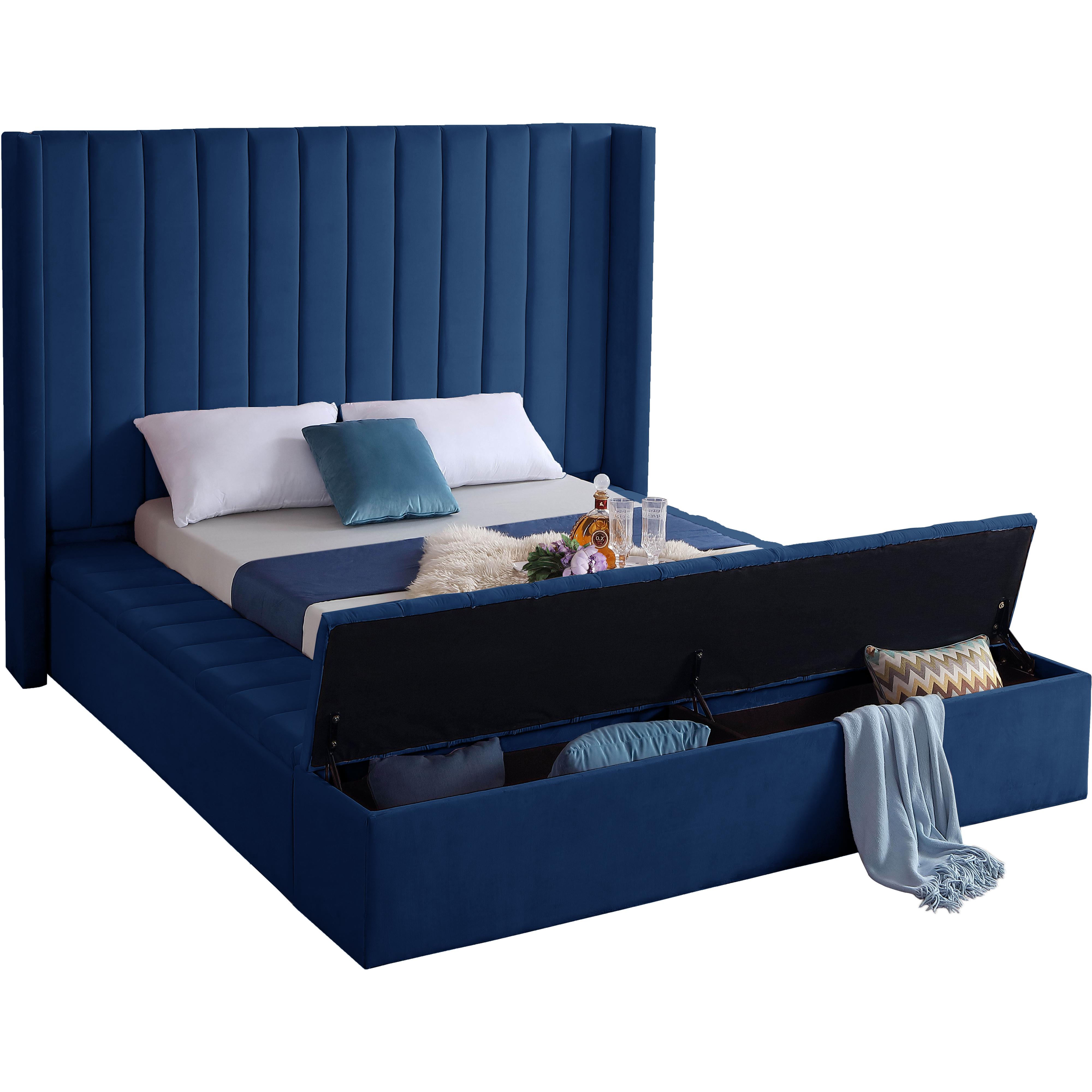 Meridian Kiki Navy Velvet King Bed (3 Boxes)