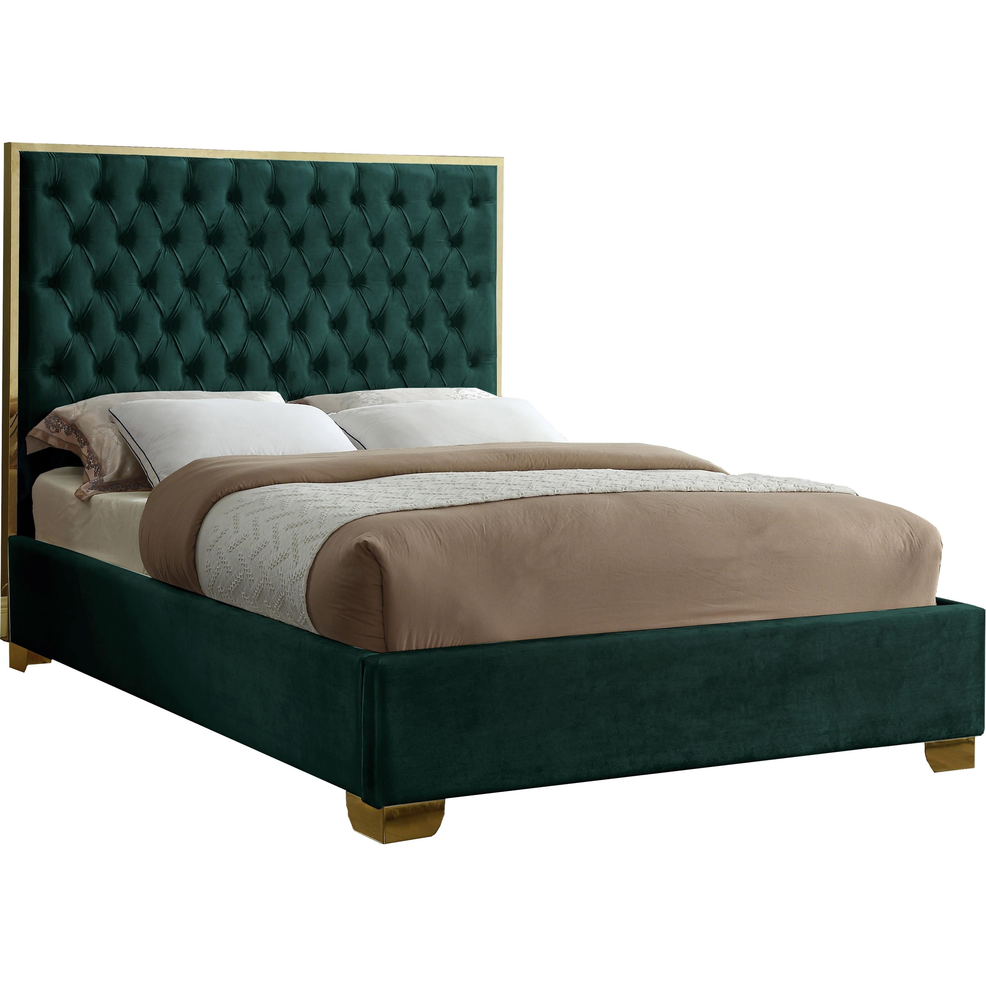 Meridian Lana Green Velvet King Bed