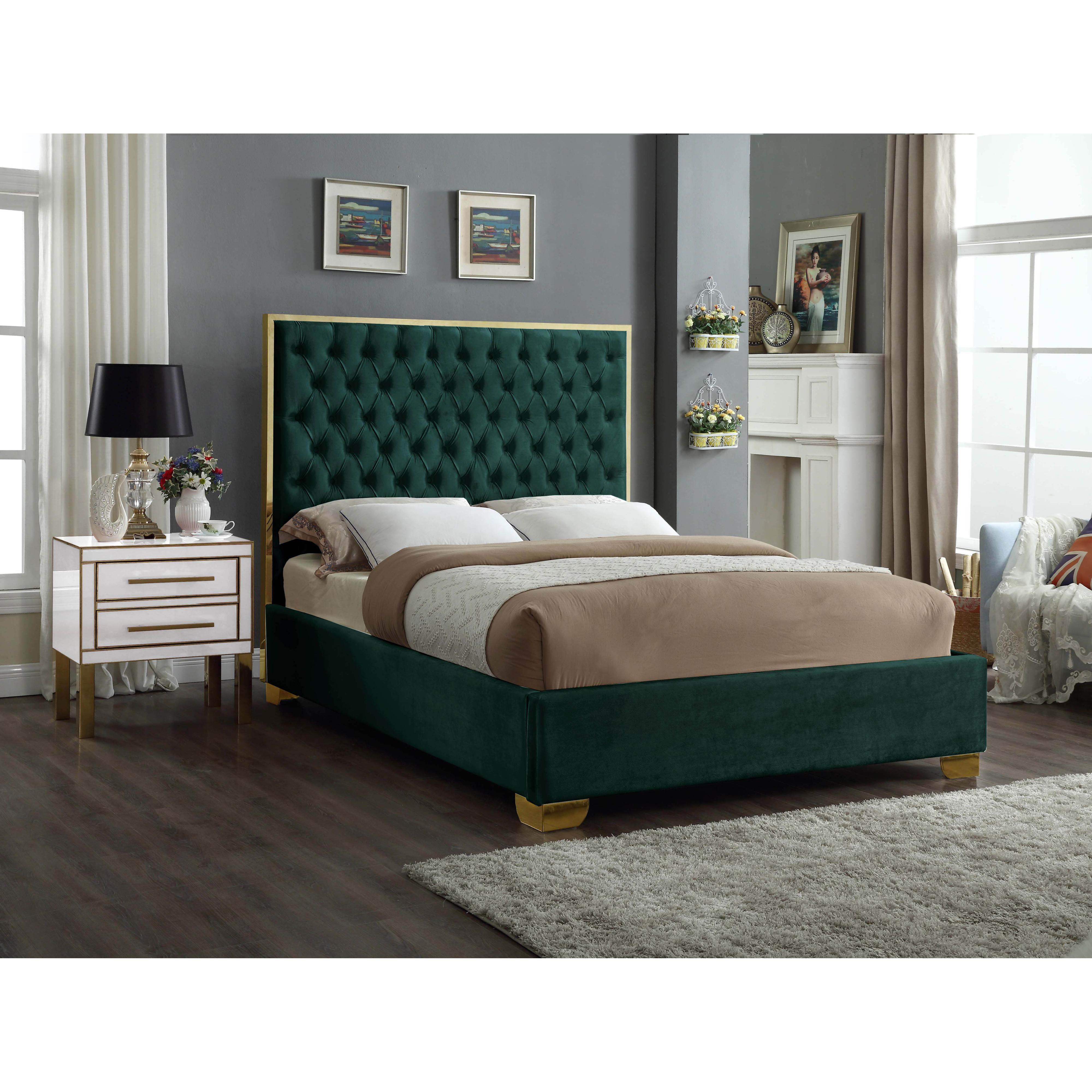 Meridian Lana Green Velvet King Bed