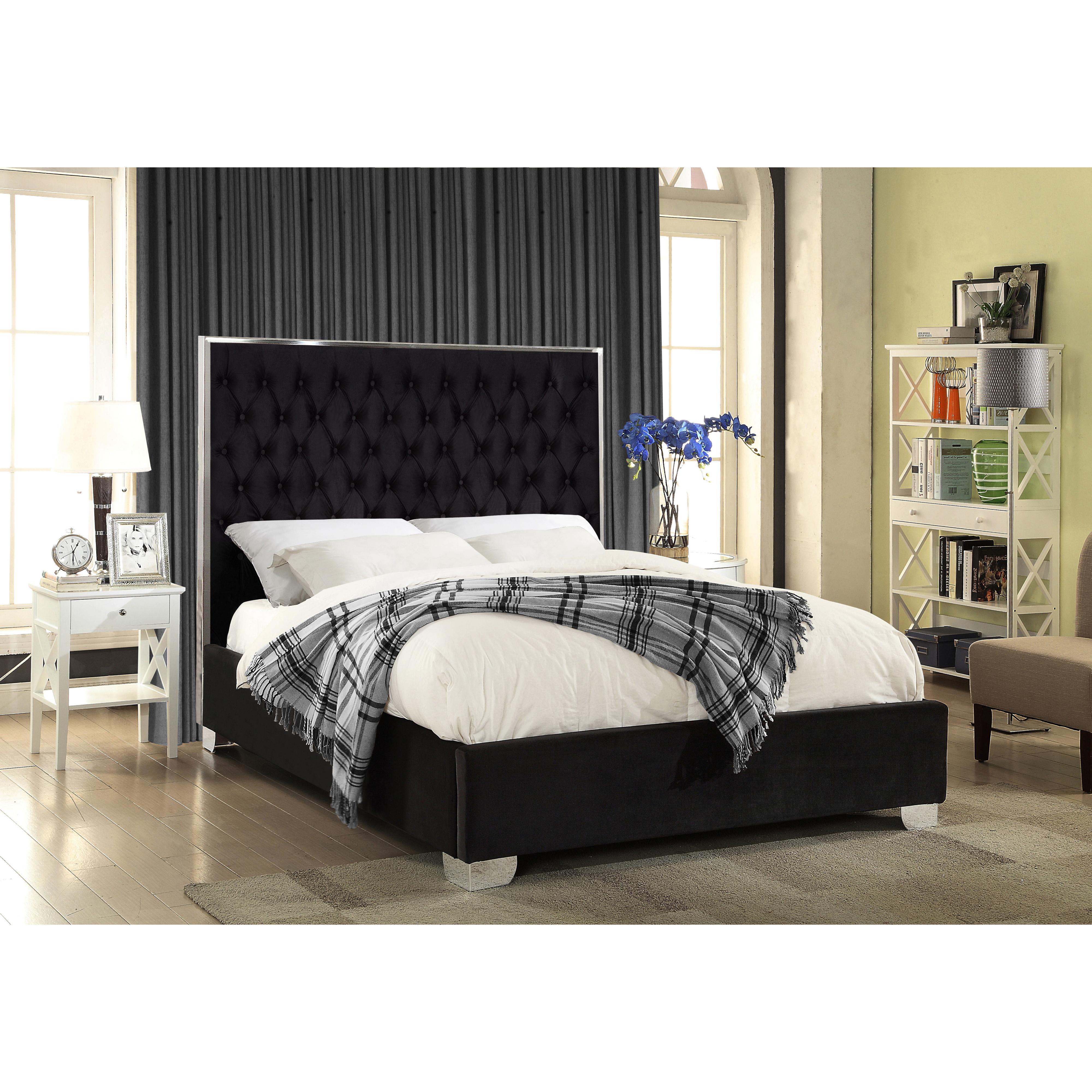 Meridian Lexi Black Velvet Full Bed