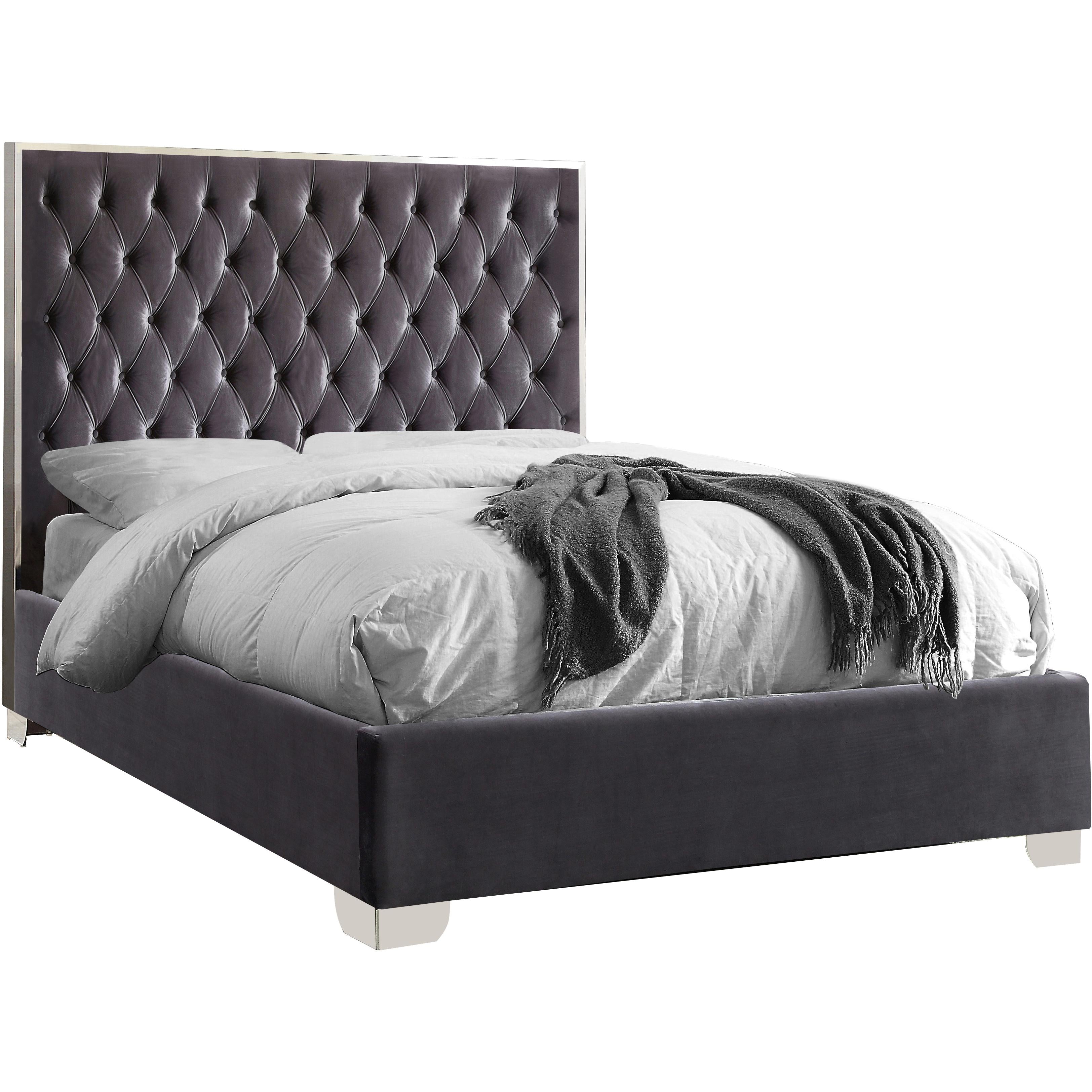 Meridian Lexi Grey Velvet King Bed