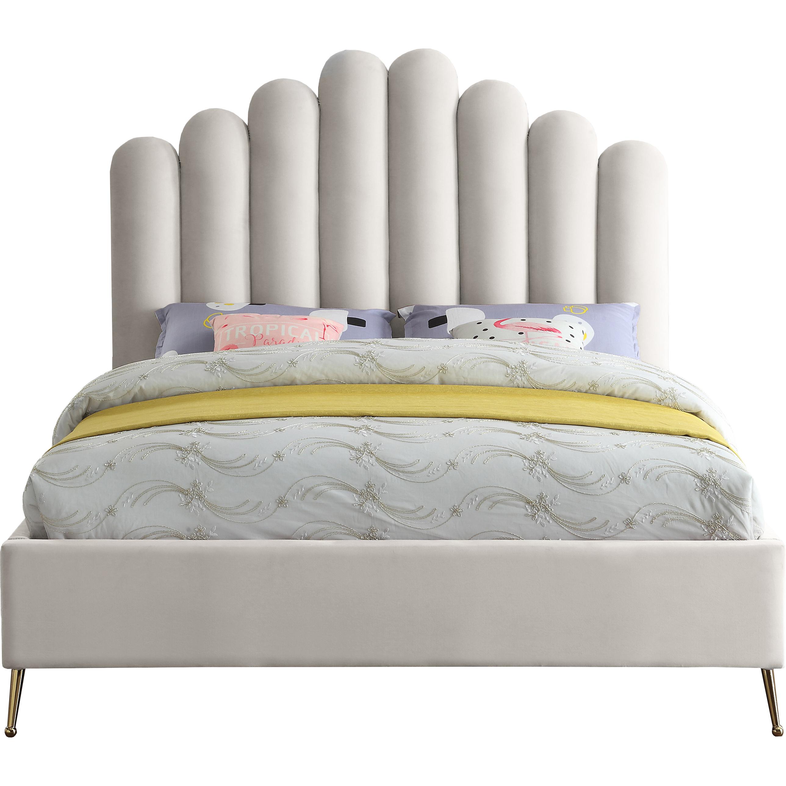 Meridian Lily Cream Velvet King Bed