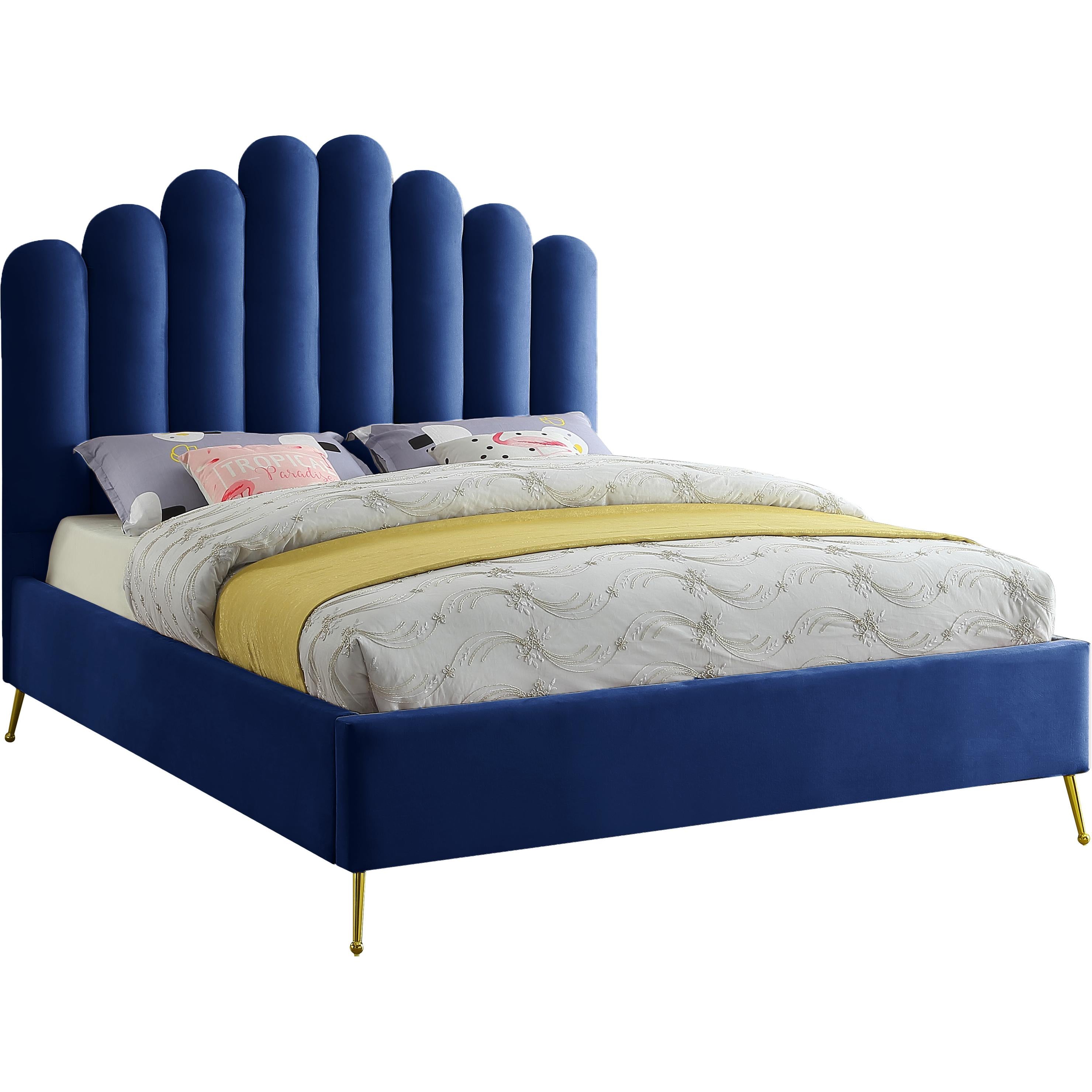 Meridian Lily Navy Velvet King Bed