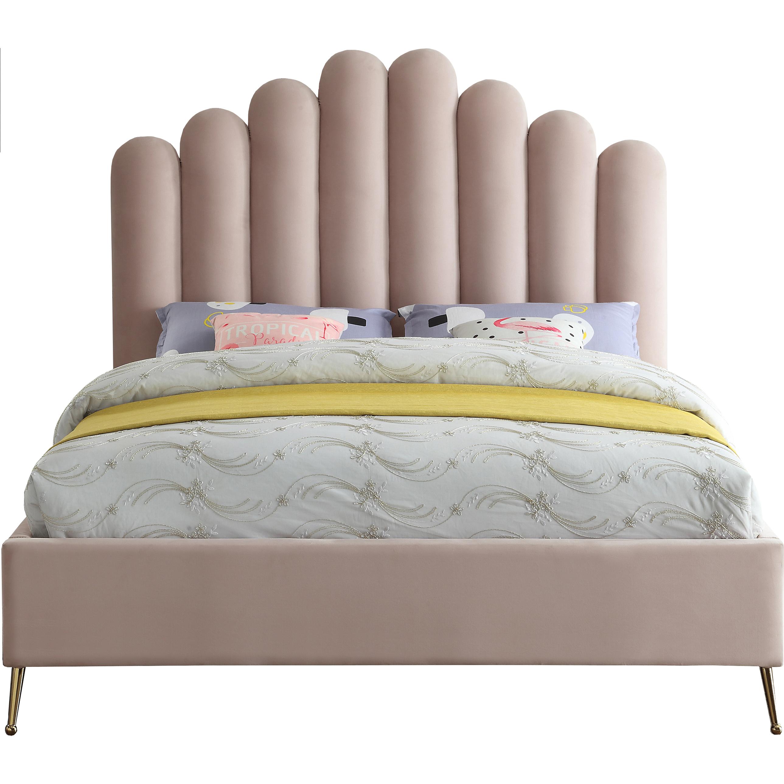 Meridian Lily Pink Velvet King Bed