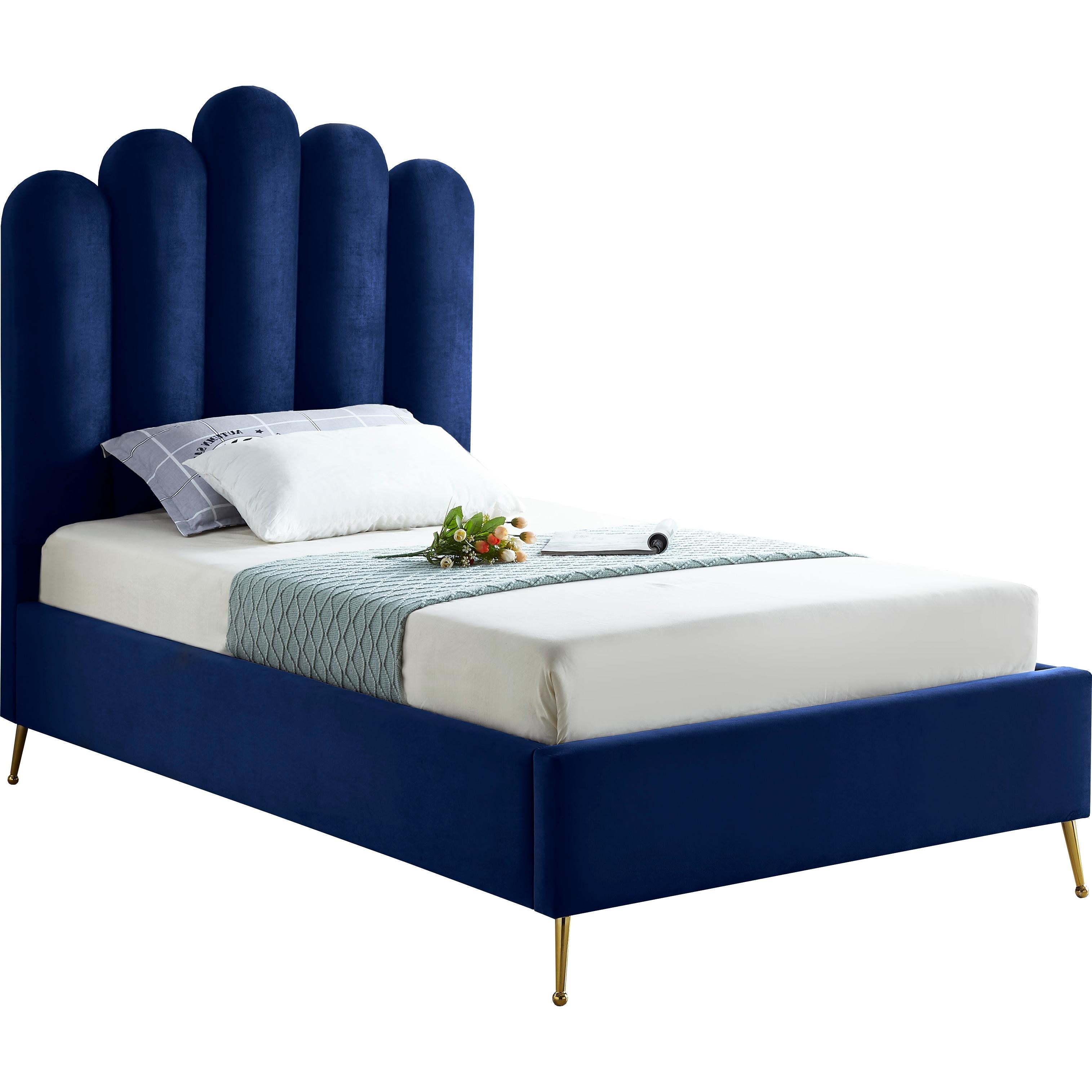 Meridian Lily Navy Velvet Twin Bed