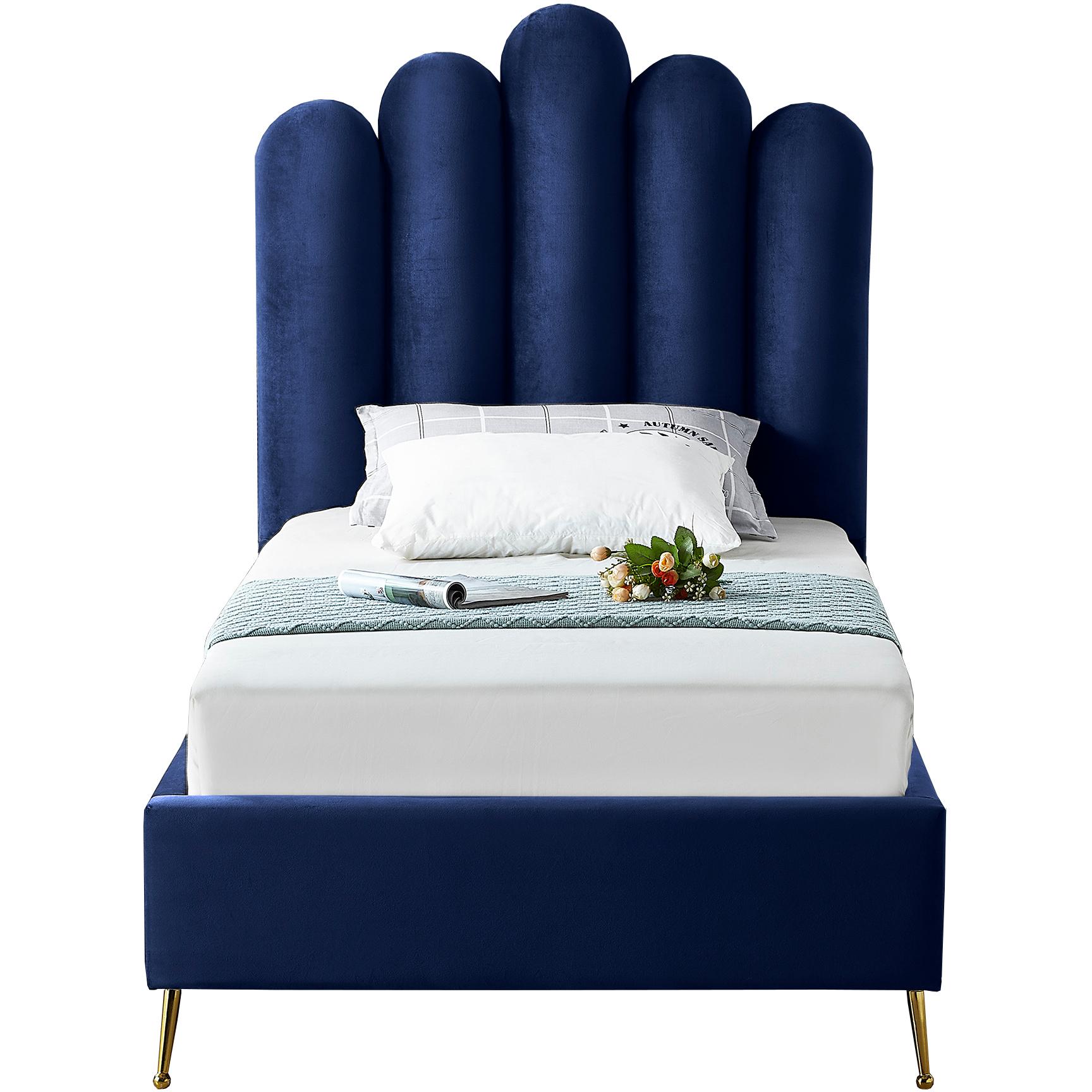 Meridian Lily Navy Velvet Twin Bed