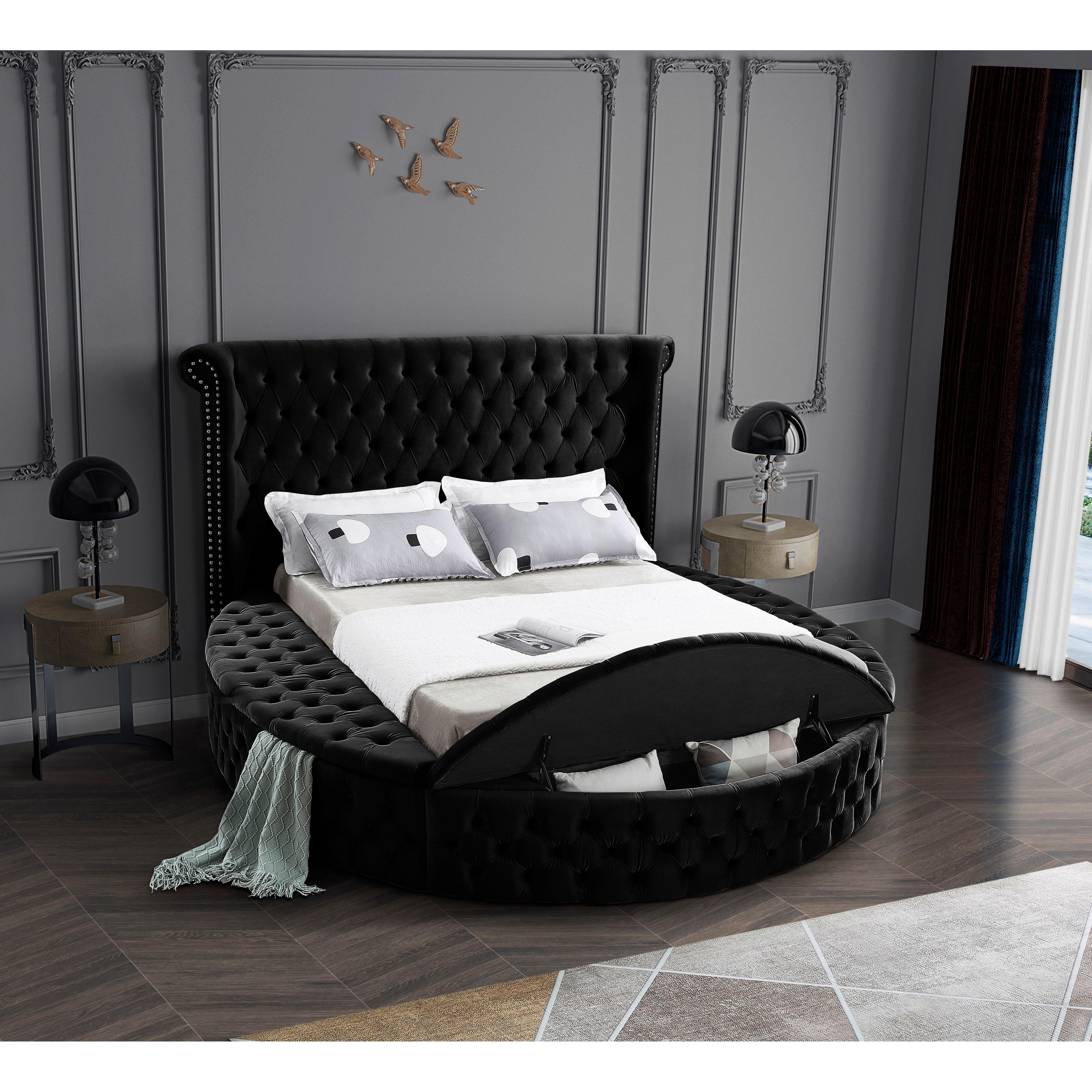 Meridian Luxus Black Velvet Full Bed (3 Boxes)