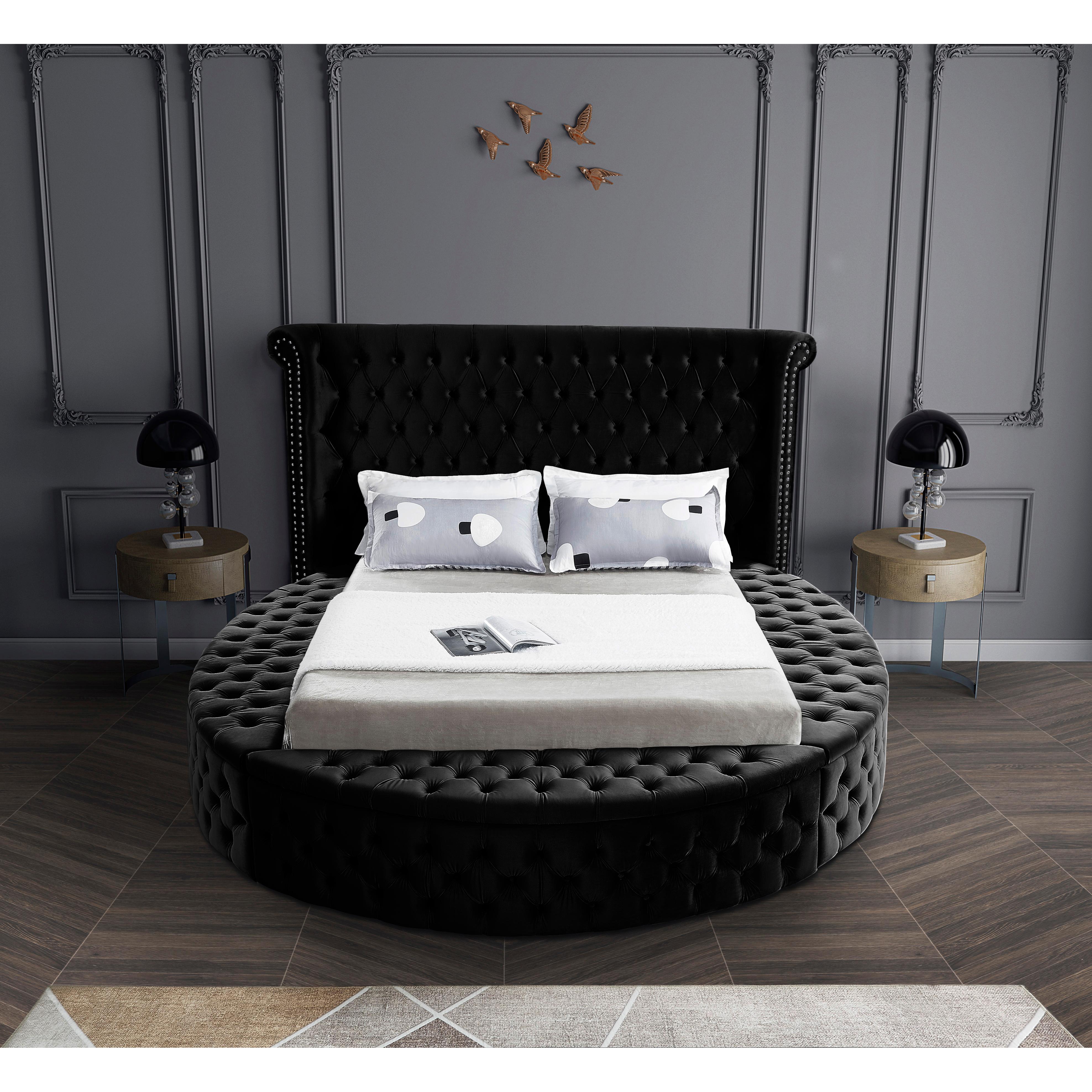 Meridian Luxus Black Velvet King Bed (3 Boxes)