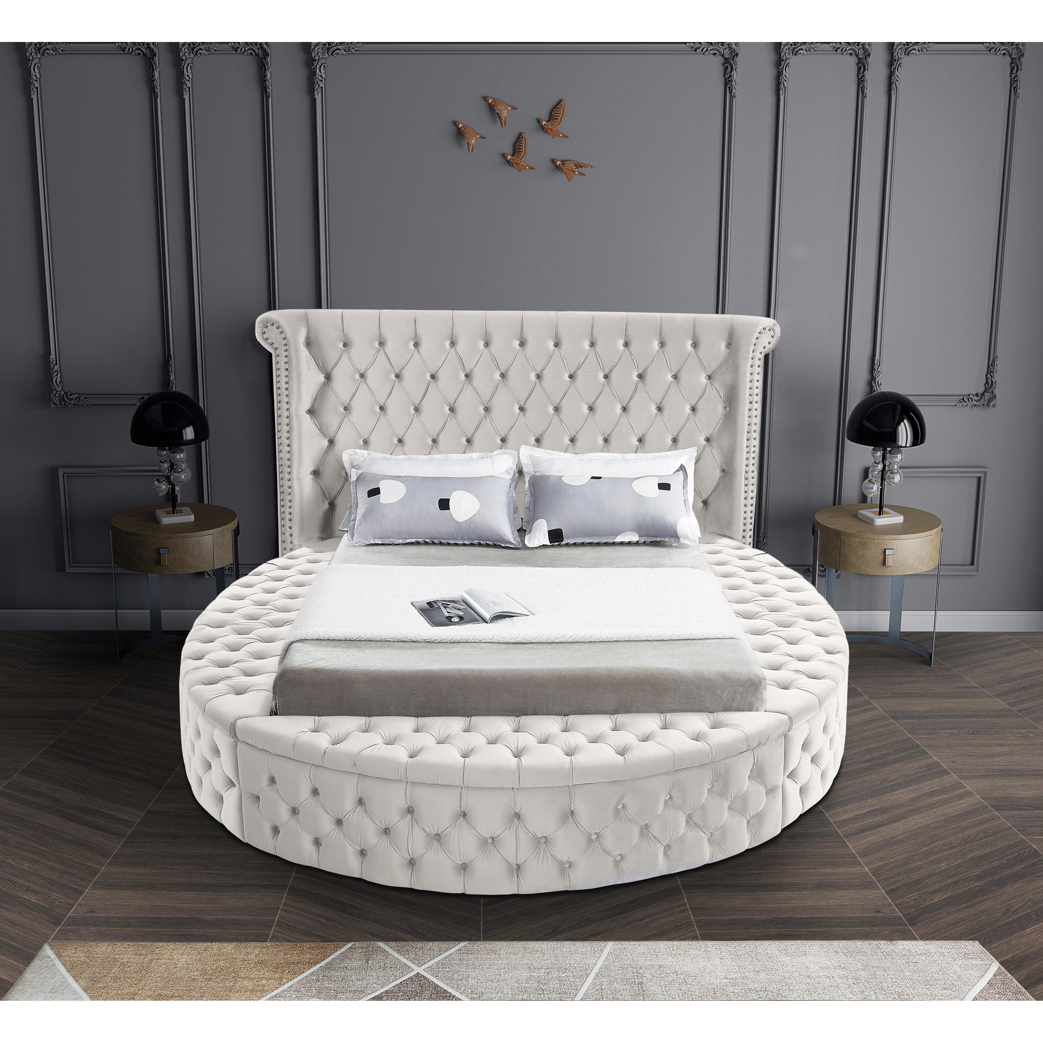 Meridian Luxus Cream Velvet King Bed (3 Boxes)