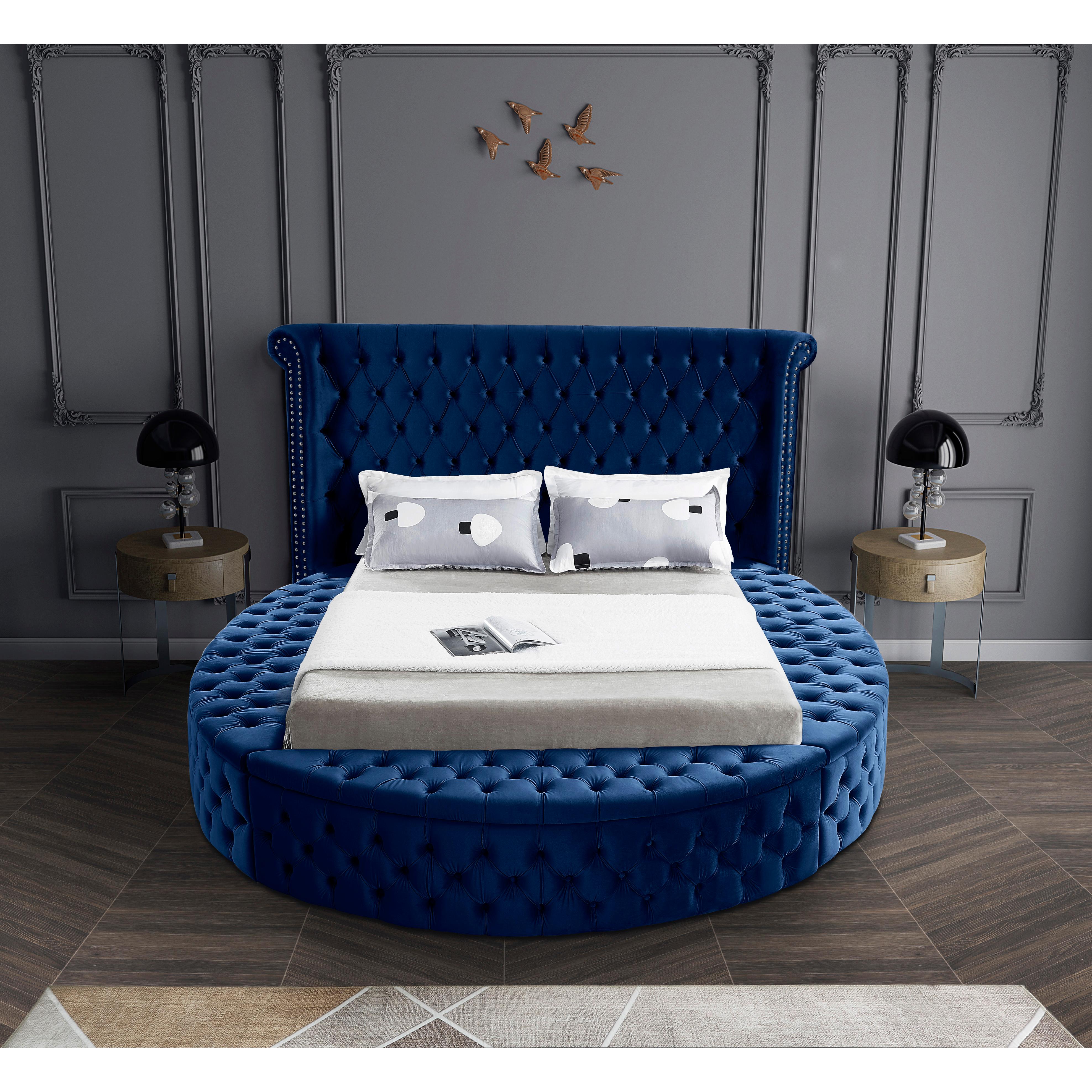 Meridian Luxus Navy Velvet King Bed (3 Boxes)