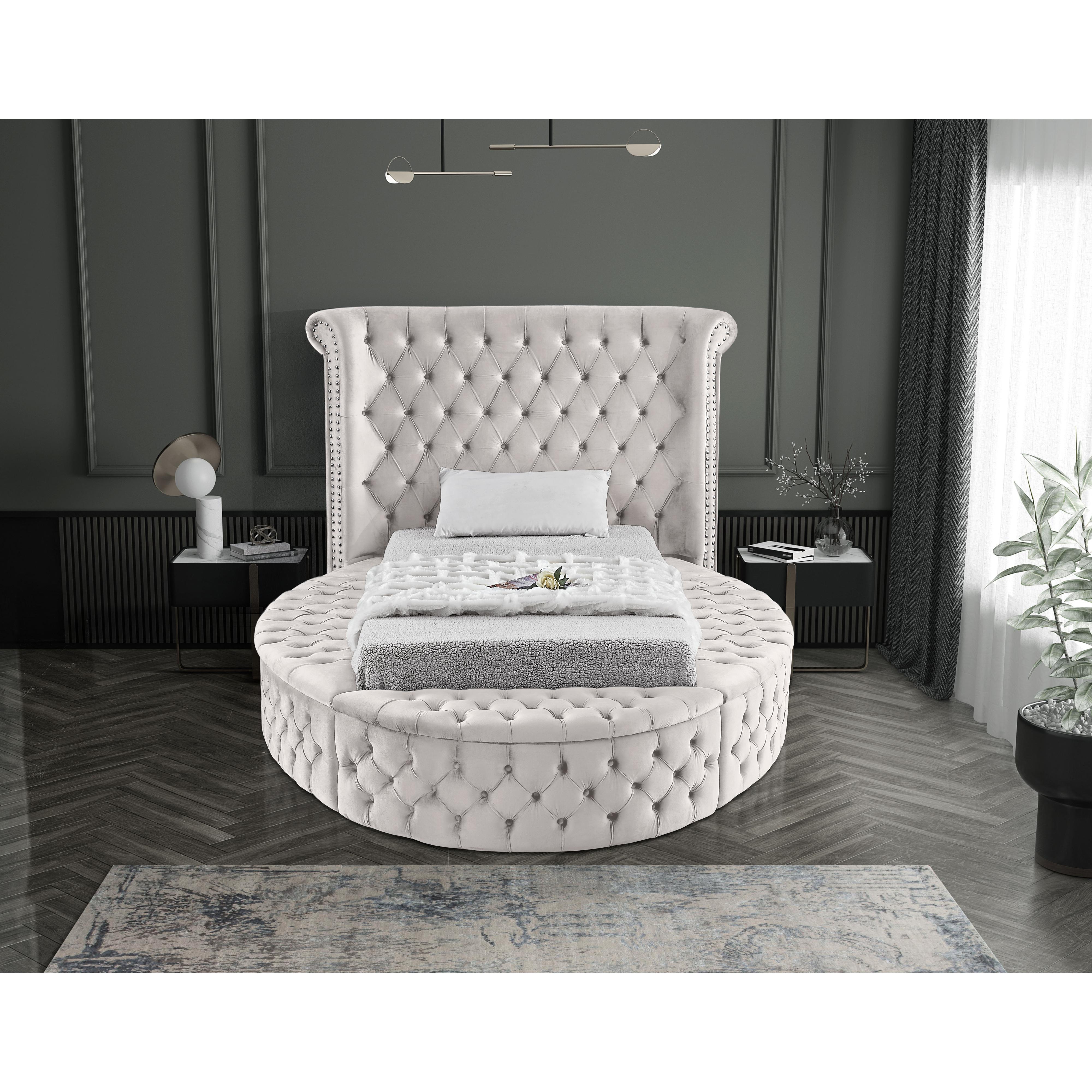Meridian Luxus Cream Velvet Twin Bed (3 Boxes)