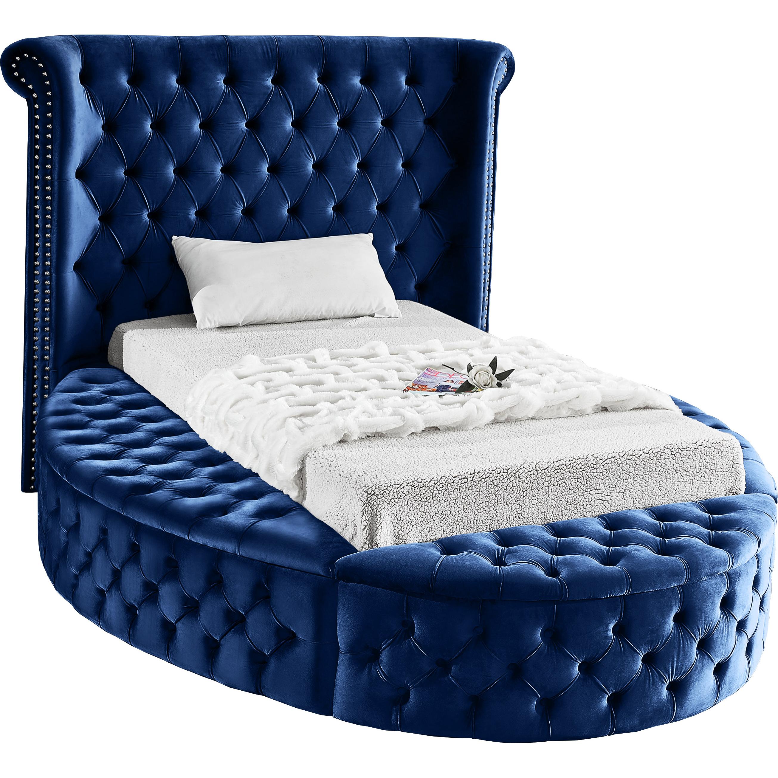 Meridian Luxus Navy Velvet Twin Bed (3 Boxes)