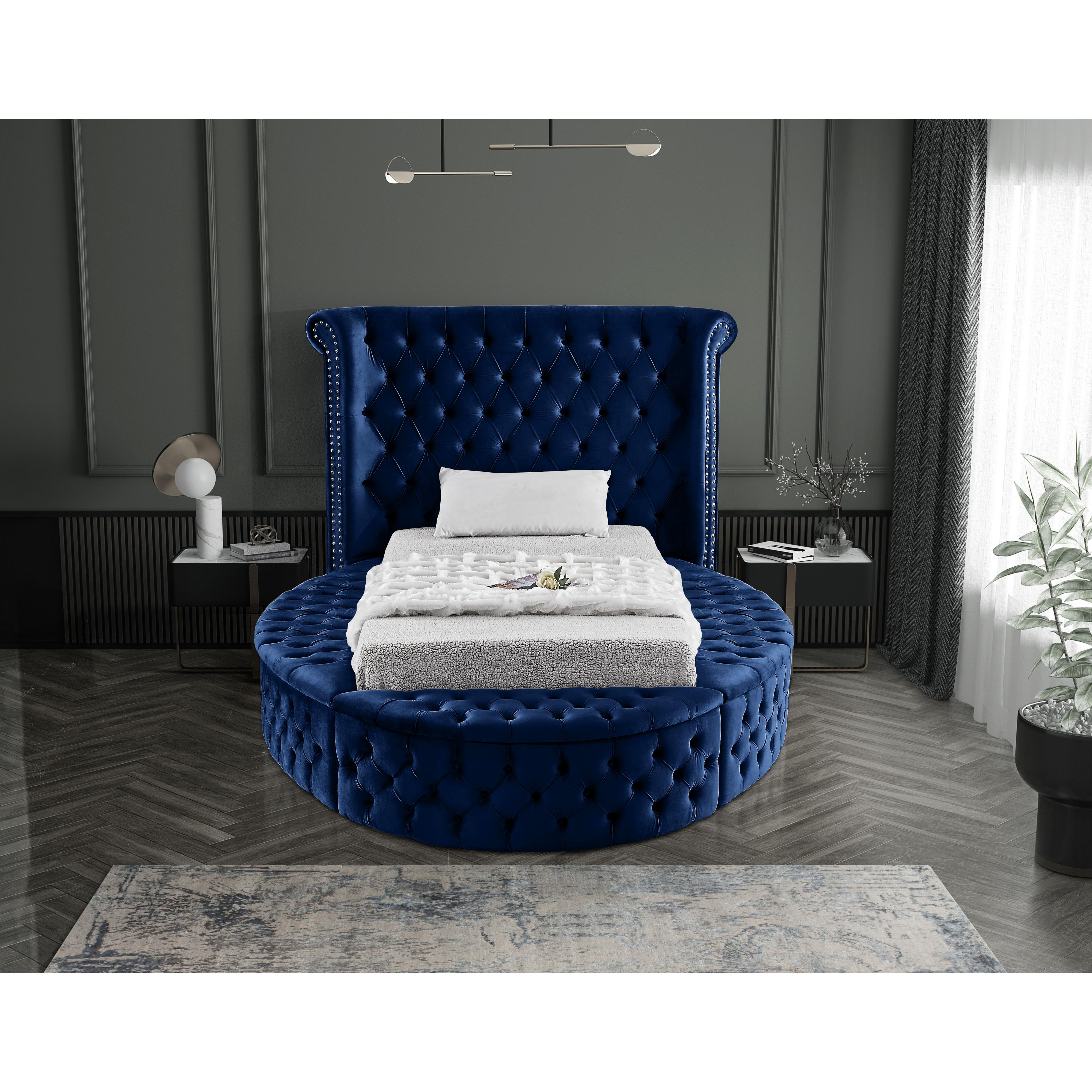 Meridian Luxus Navy Velvet Twin Bed (3 Boxes)