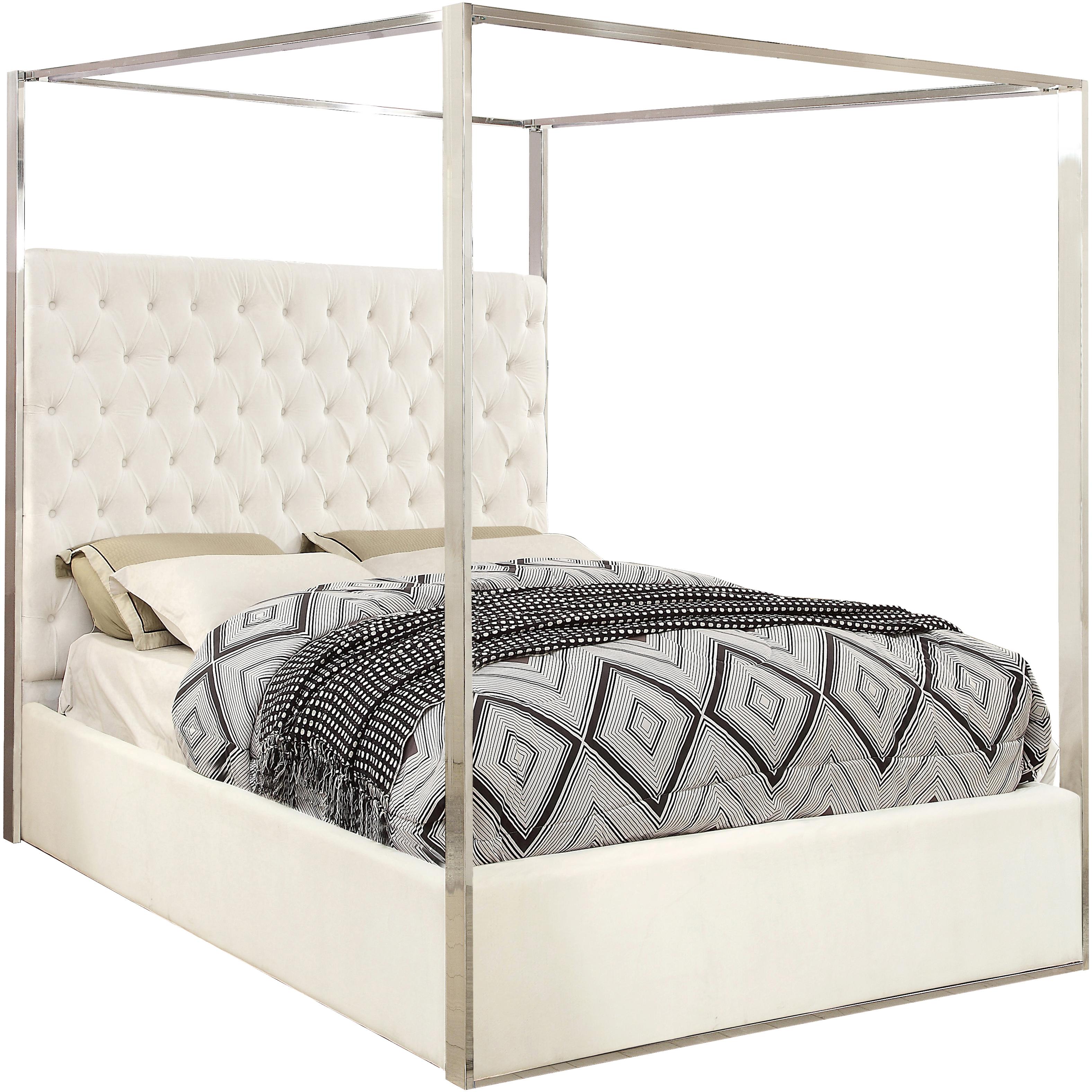 Meridian Porter White Velvet King Bed