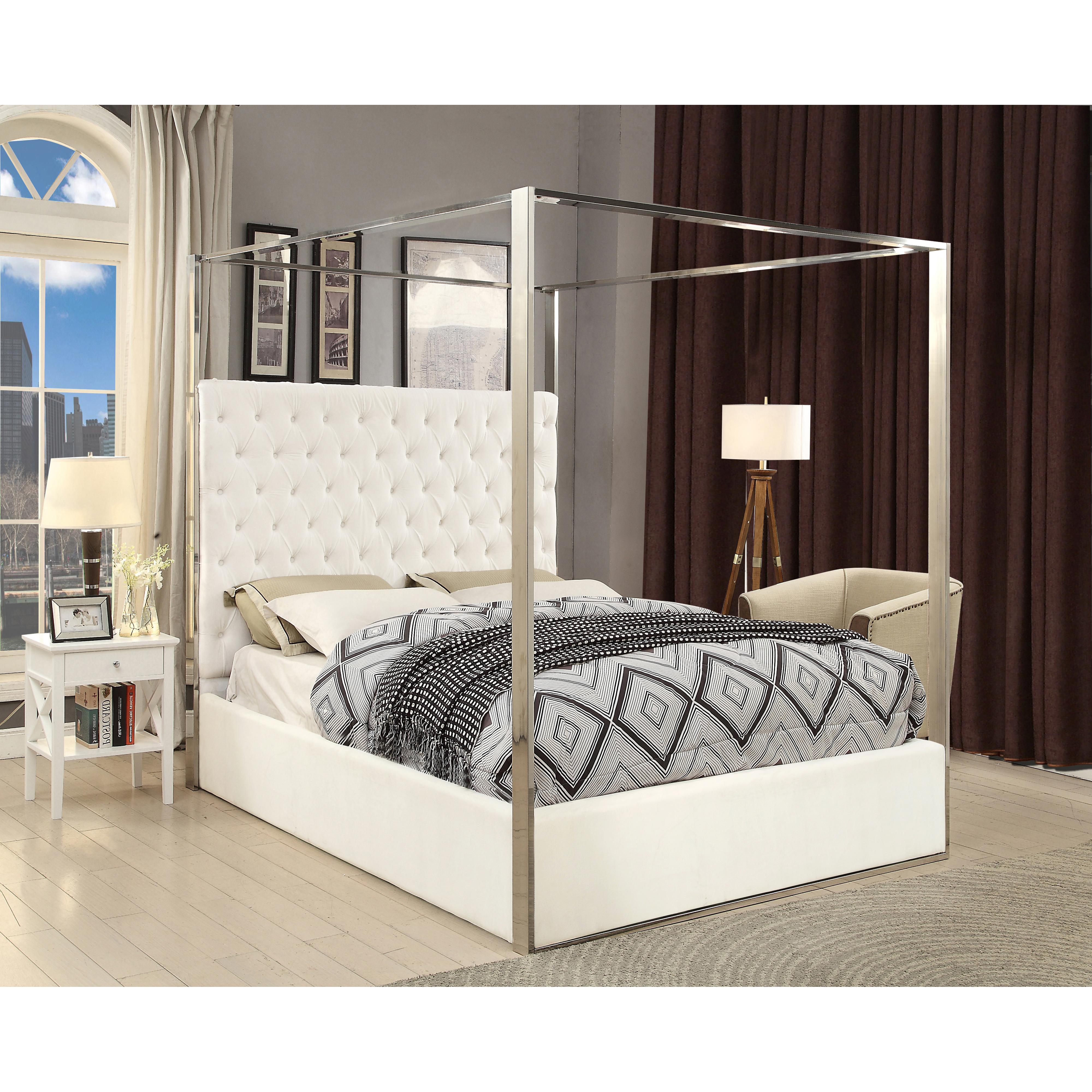 Meridian Porter White Velvet King Bed