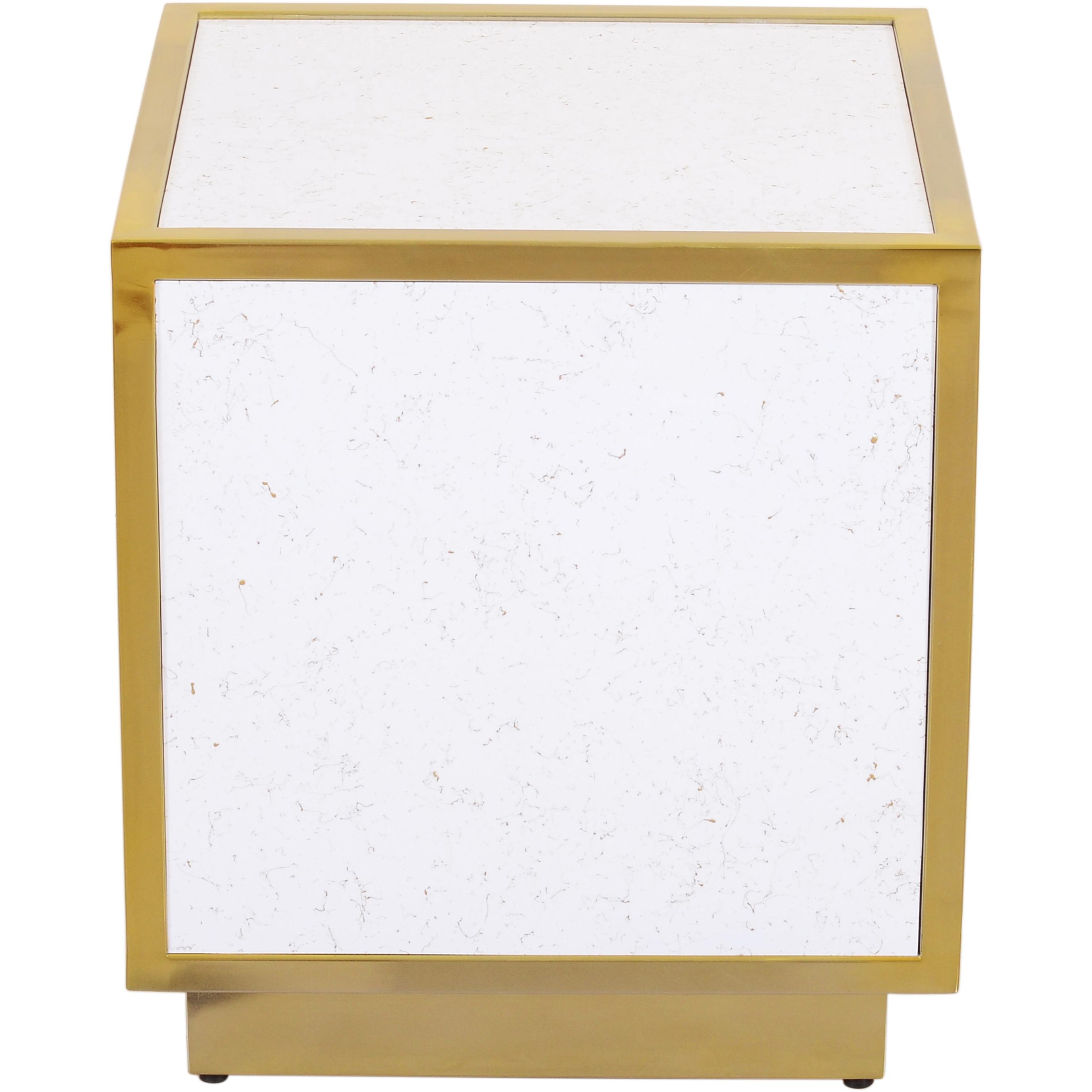 Meridian Glitz White Faux Marble End Table