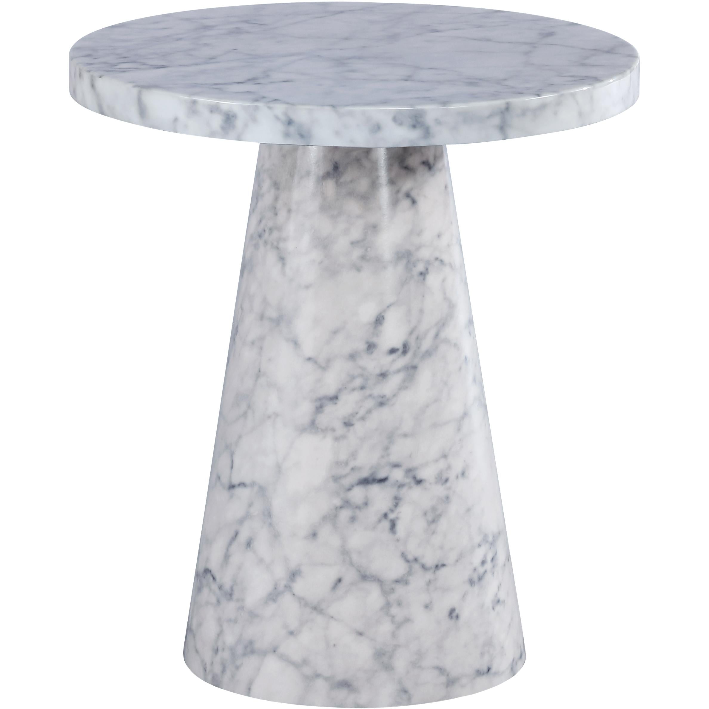 Meridian Omni White Faux Marble End Table