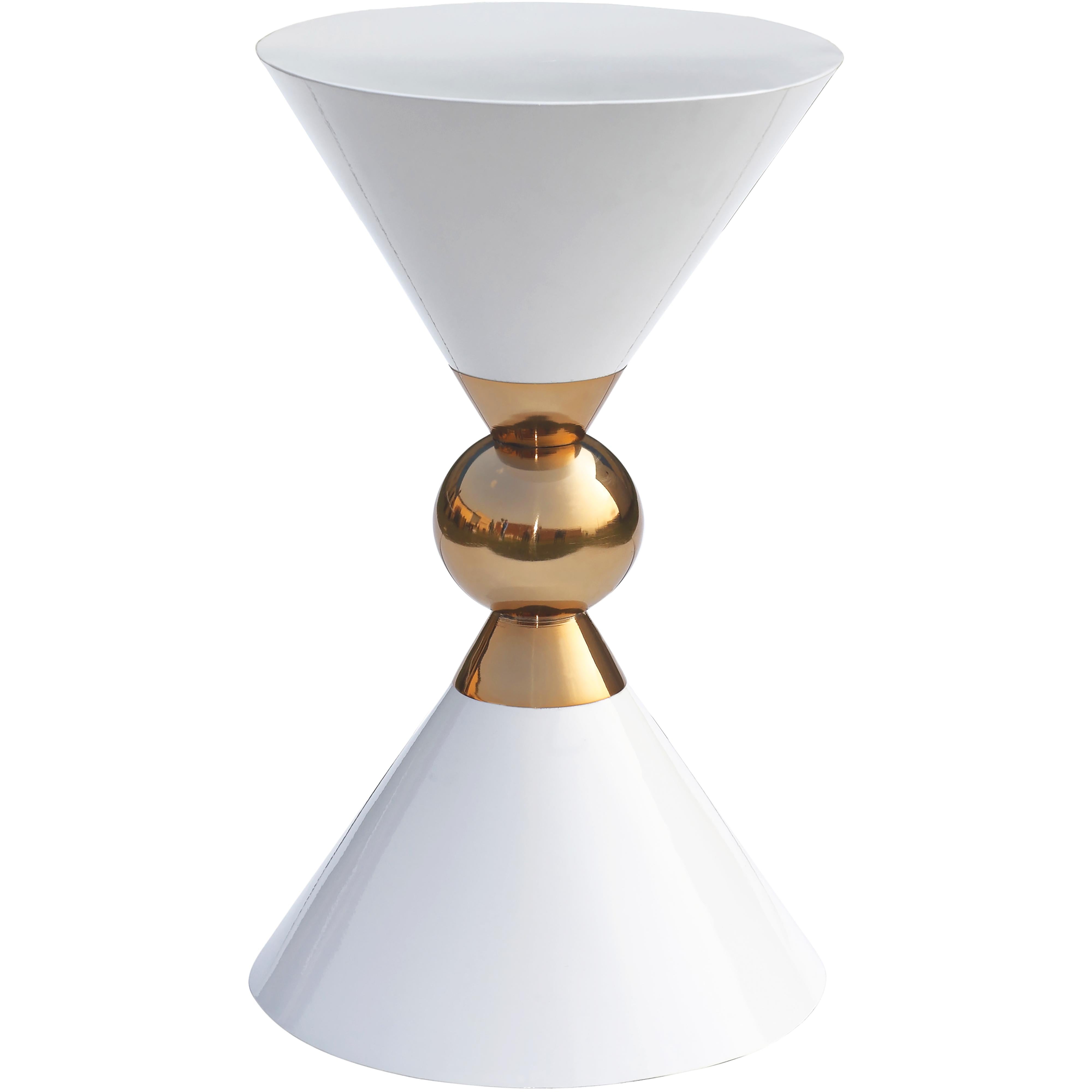 Meridian Malia White / Gold End Table
