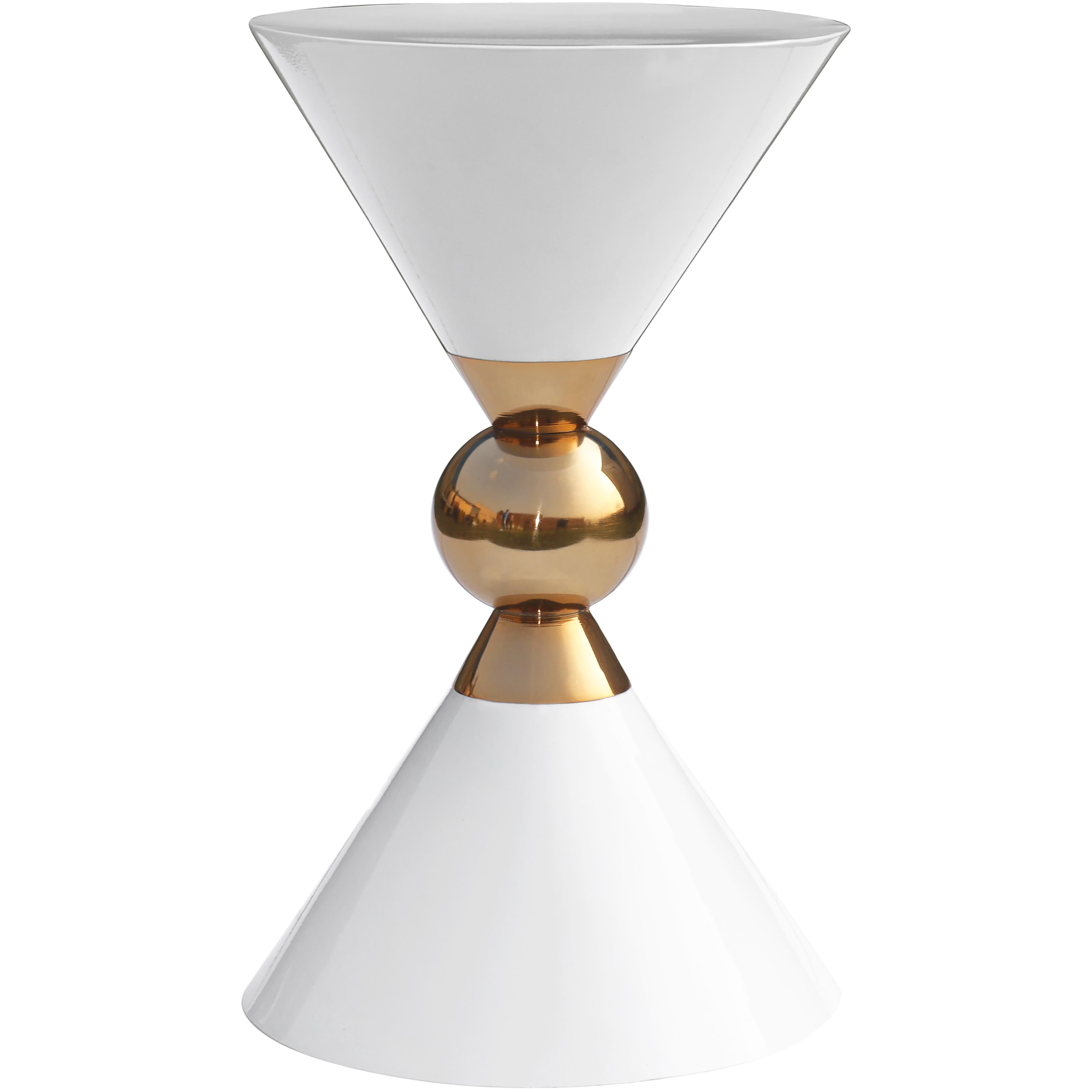 Meridian Malia White / Gold End Table