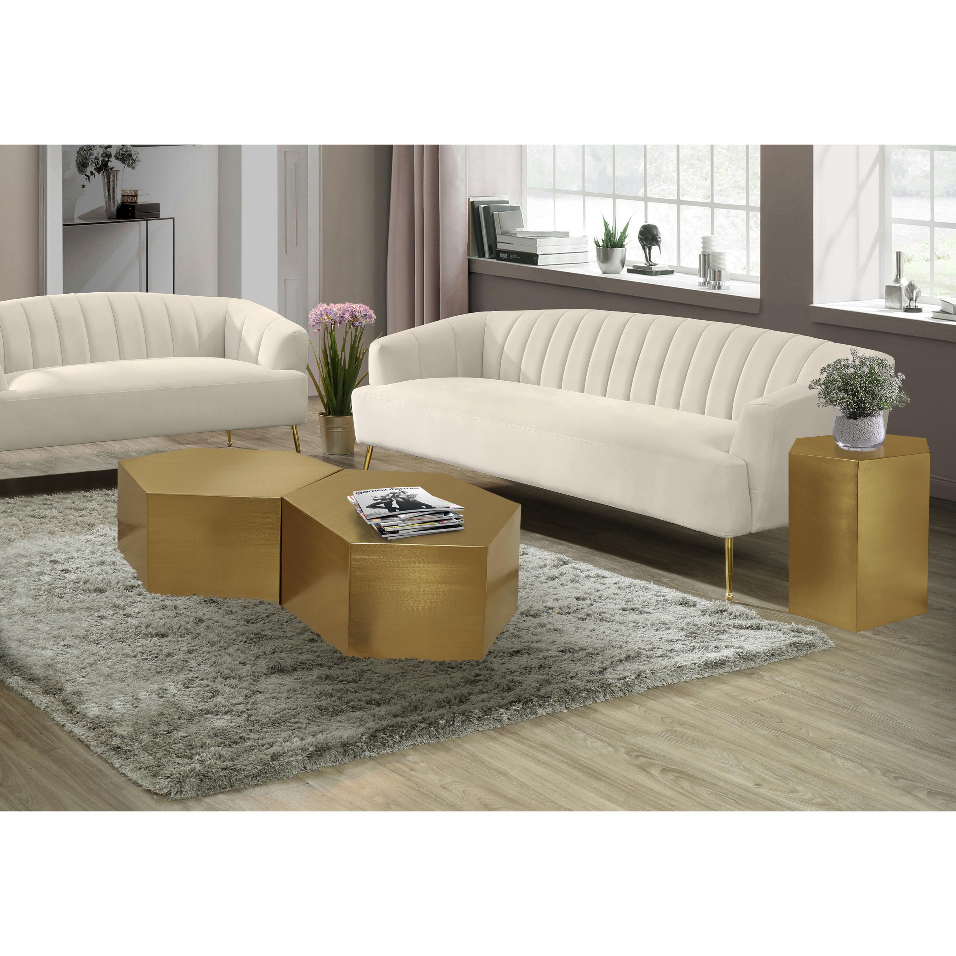 Meridian Hexagon Brushed Gold Coffee Table