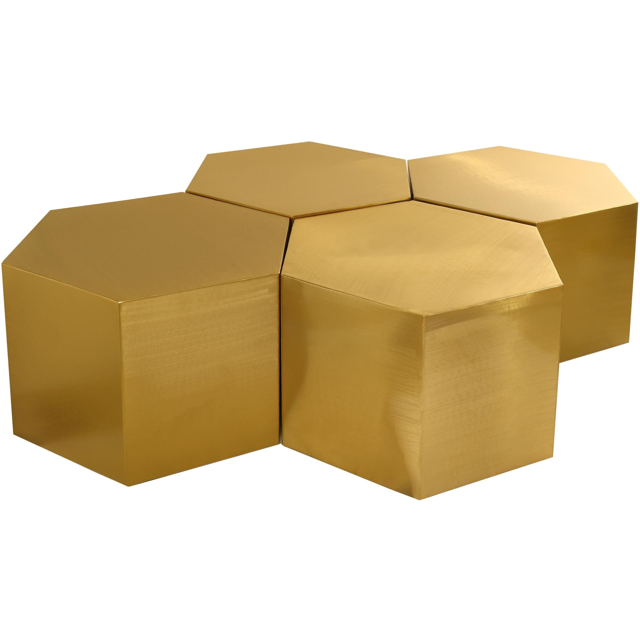 Meridian Hexagon Brushed Gold Coffee Table