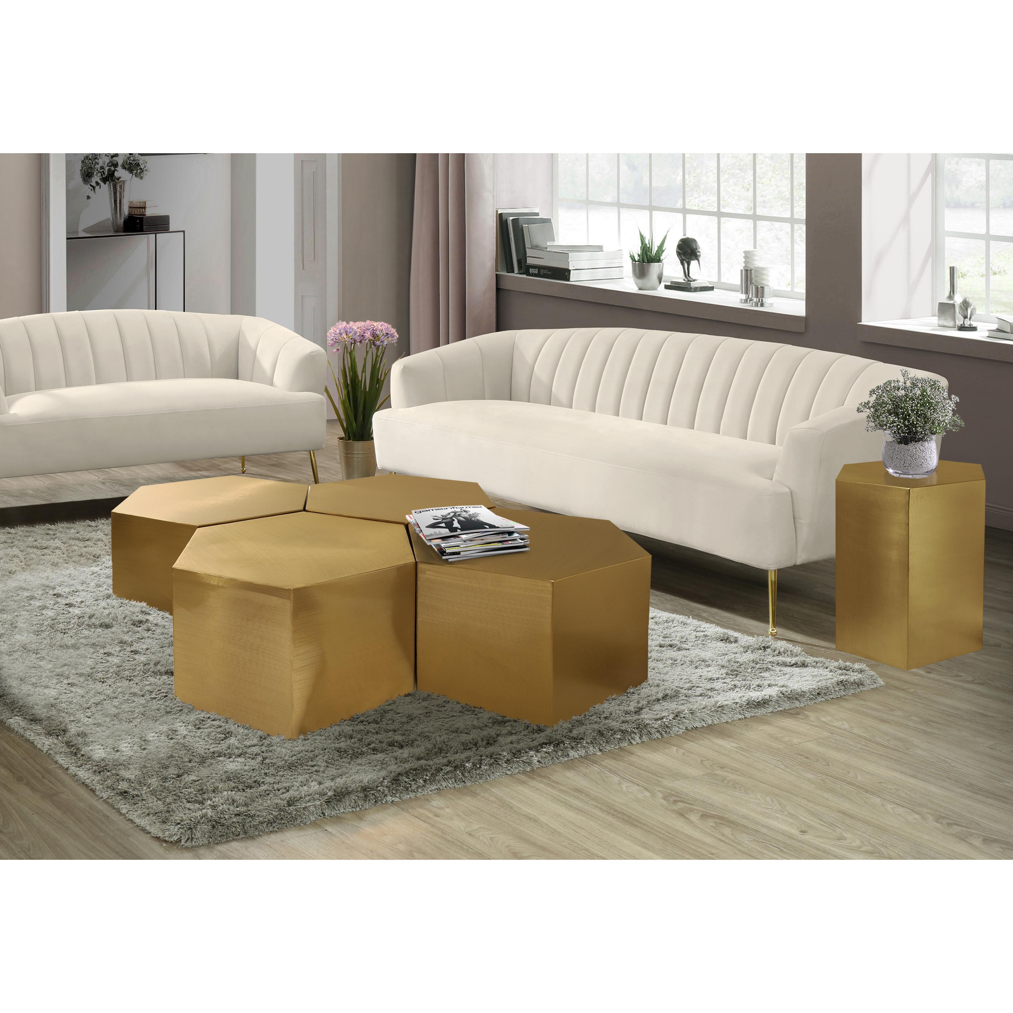 Meridian Hexagon Brushed Gold Coffee Table