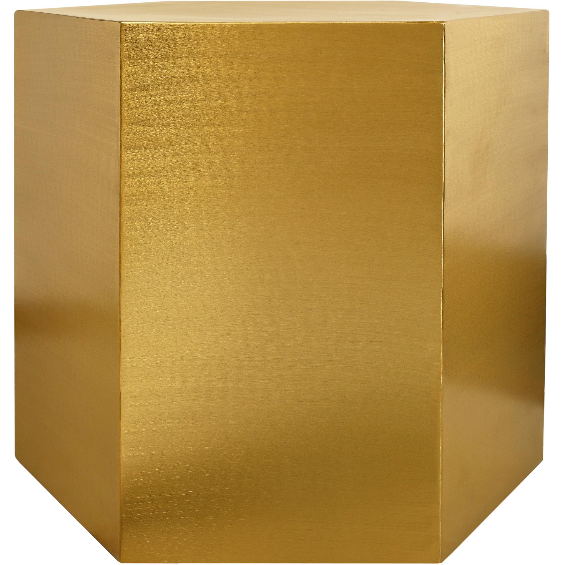 Meridian Hexagon Brushed Gold End Table