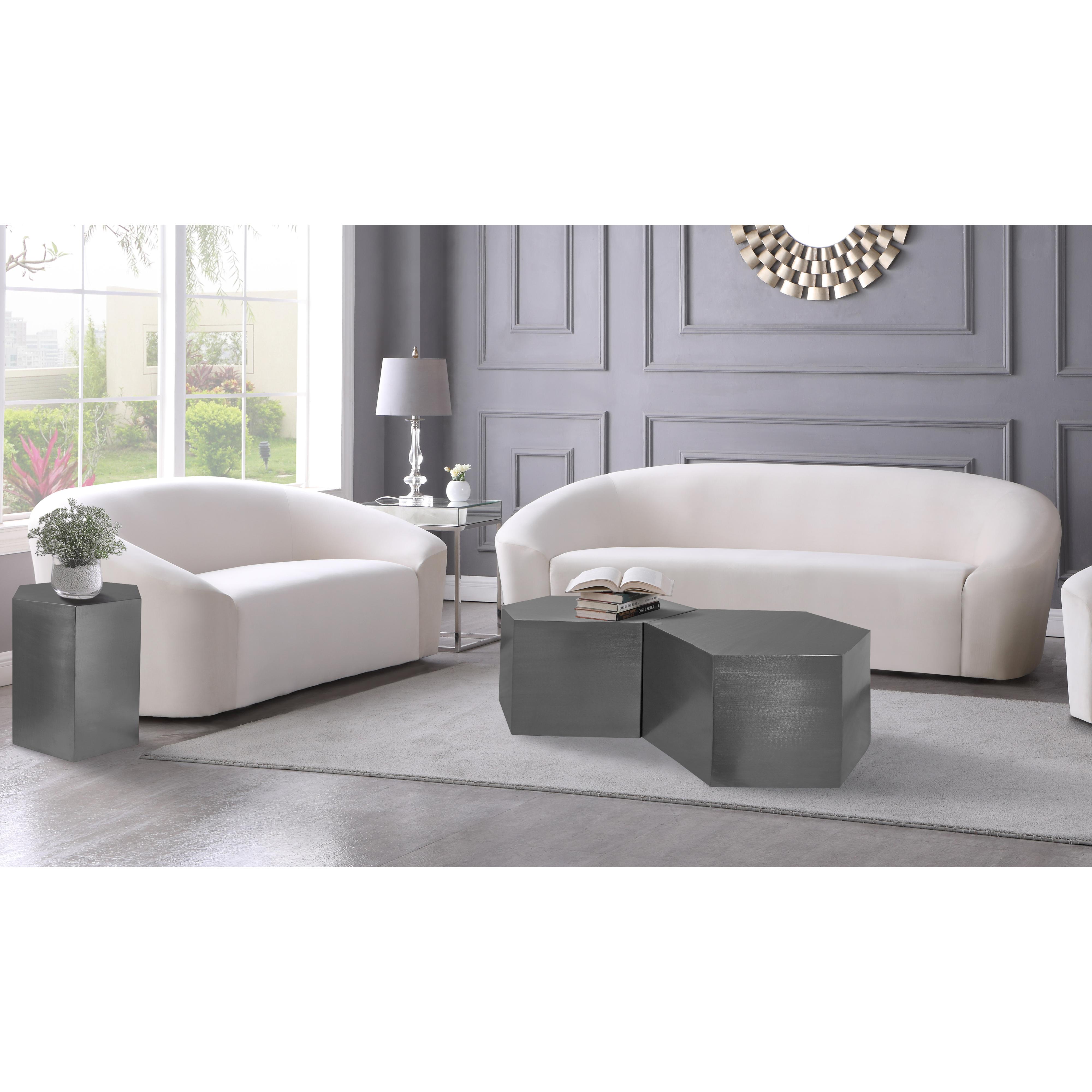 Meridian Hexagon Brushed Chrome Coffee Table