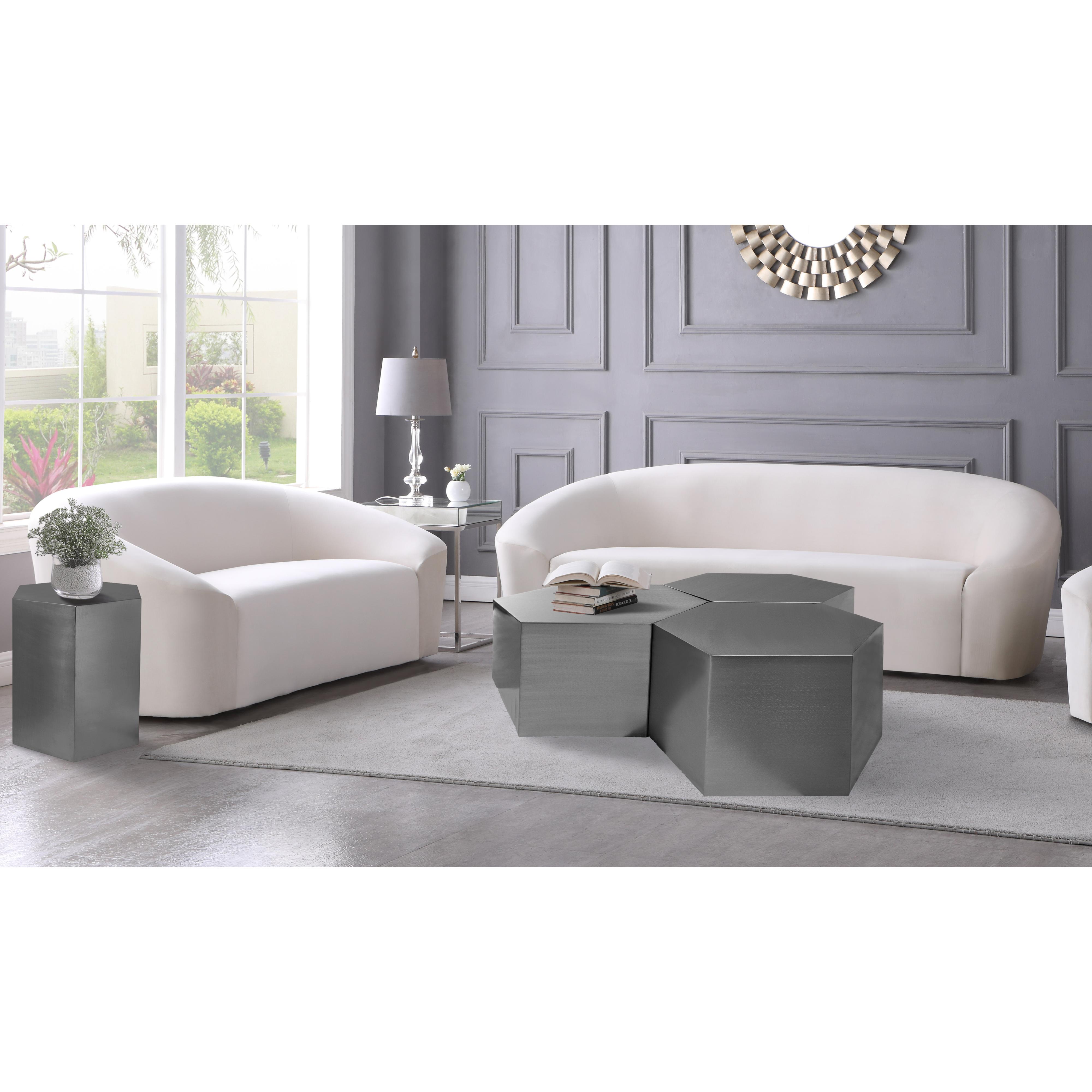 Meridian Hexagon Brushed Chrome Coffee Table
