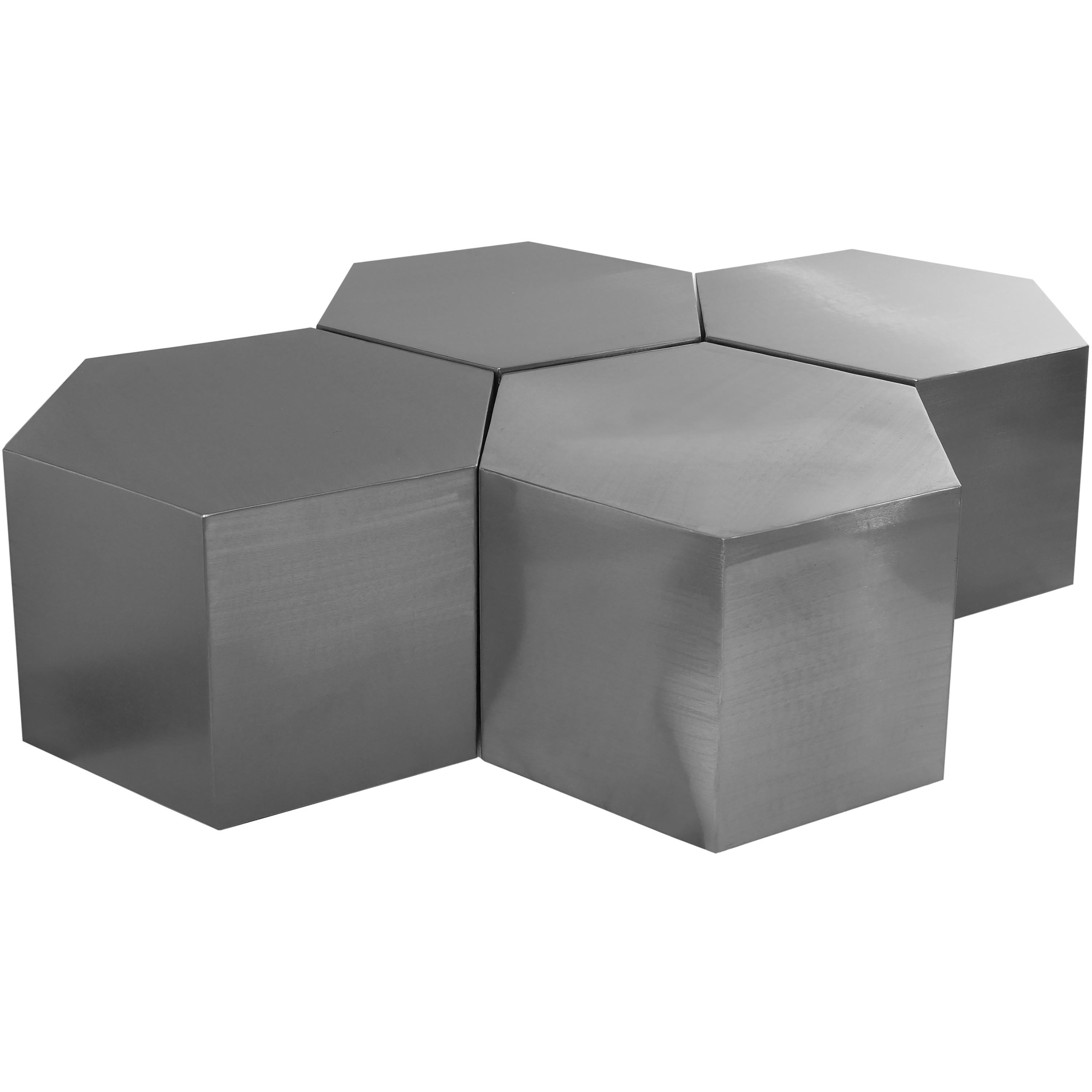 Meridian Hexagon Brushed Chrome Coffee Table