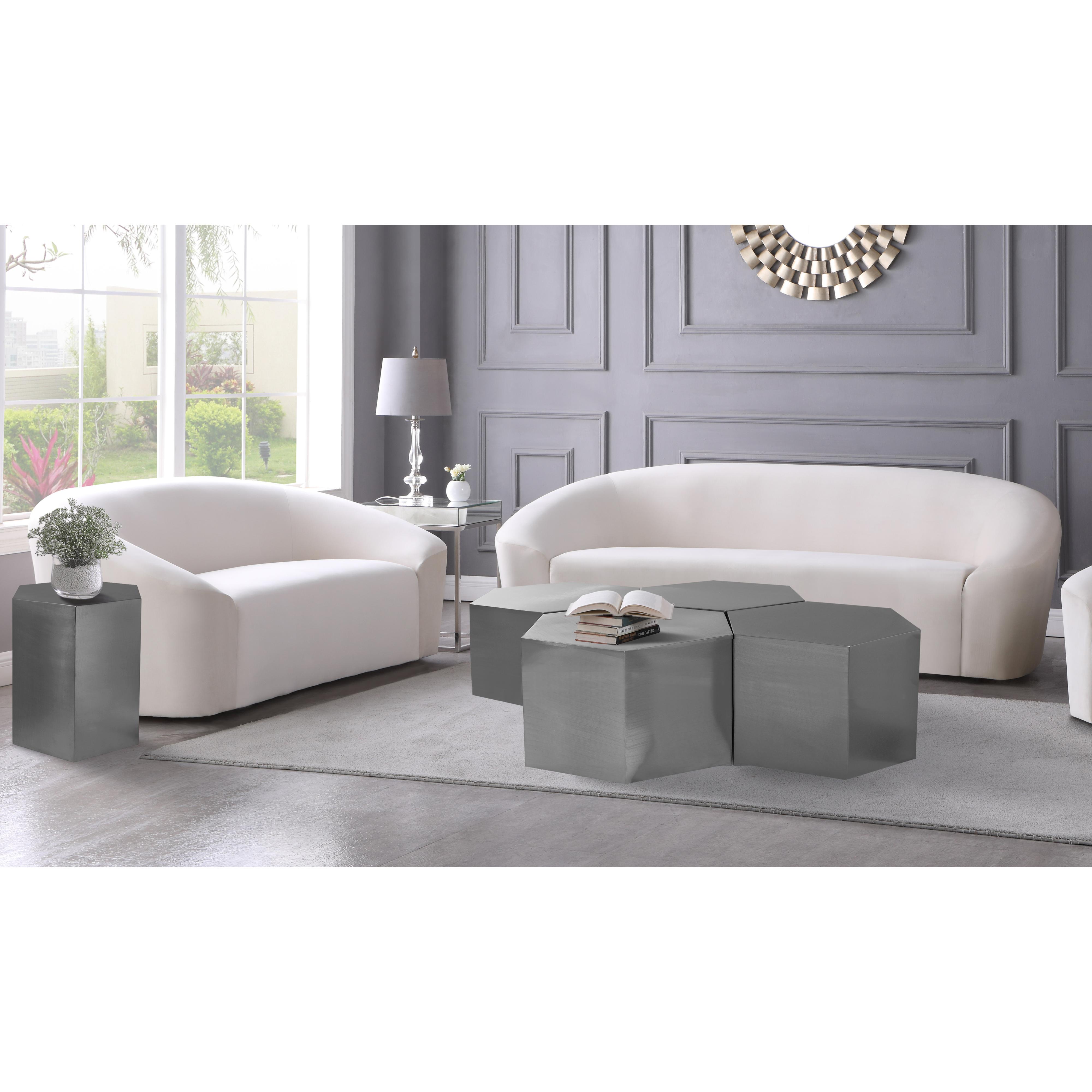 Meridian Hexagon Brushed Chrome Coffee Table