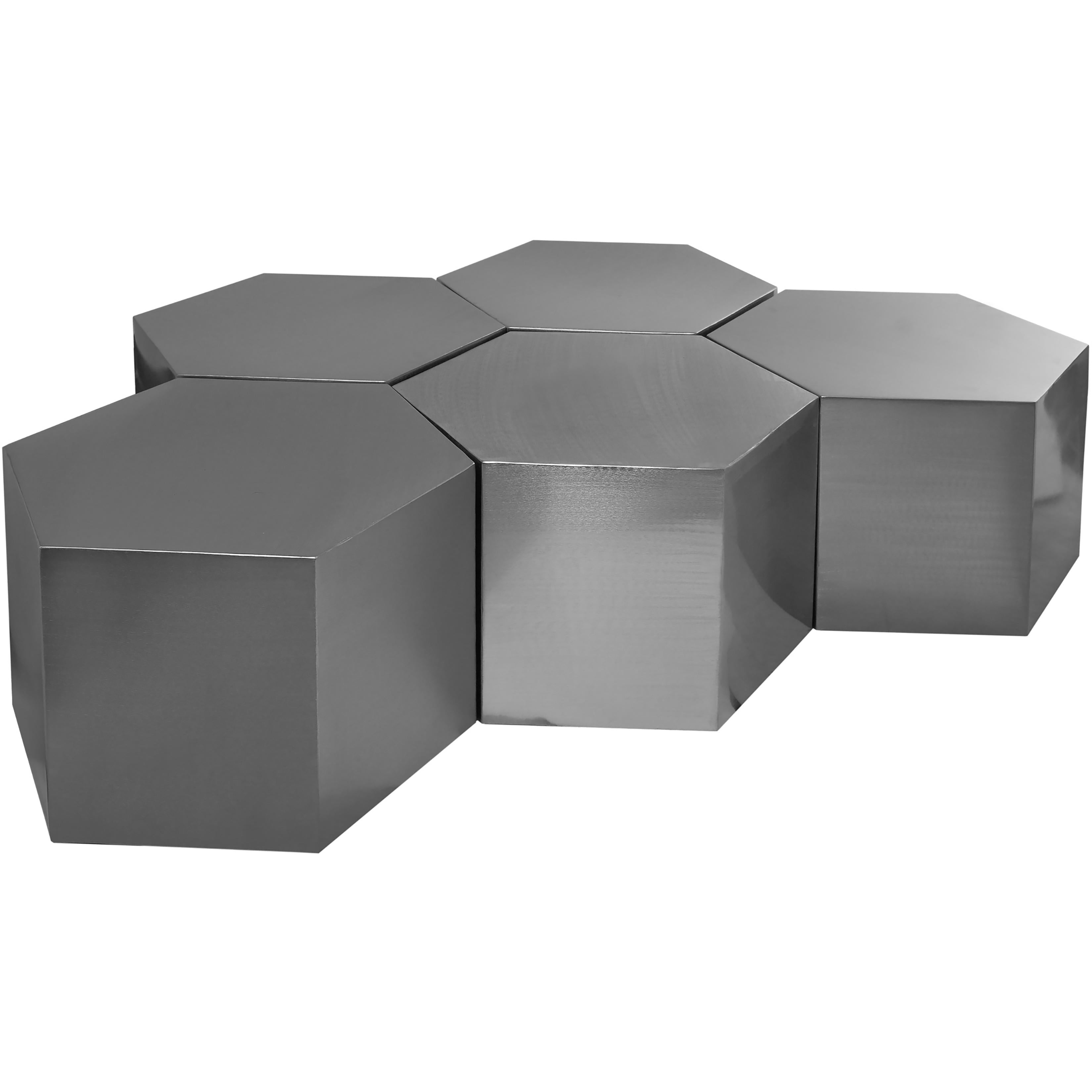Meridian Hexagon Brushed Chrome Coffee Table