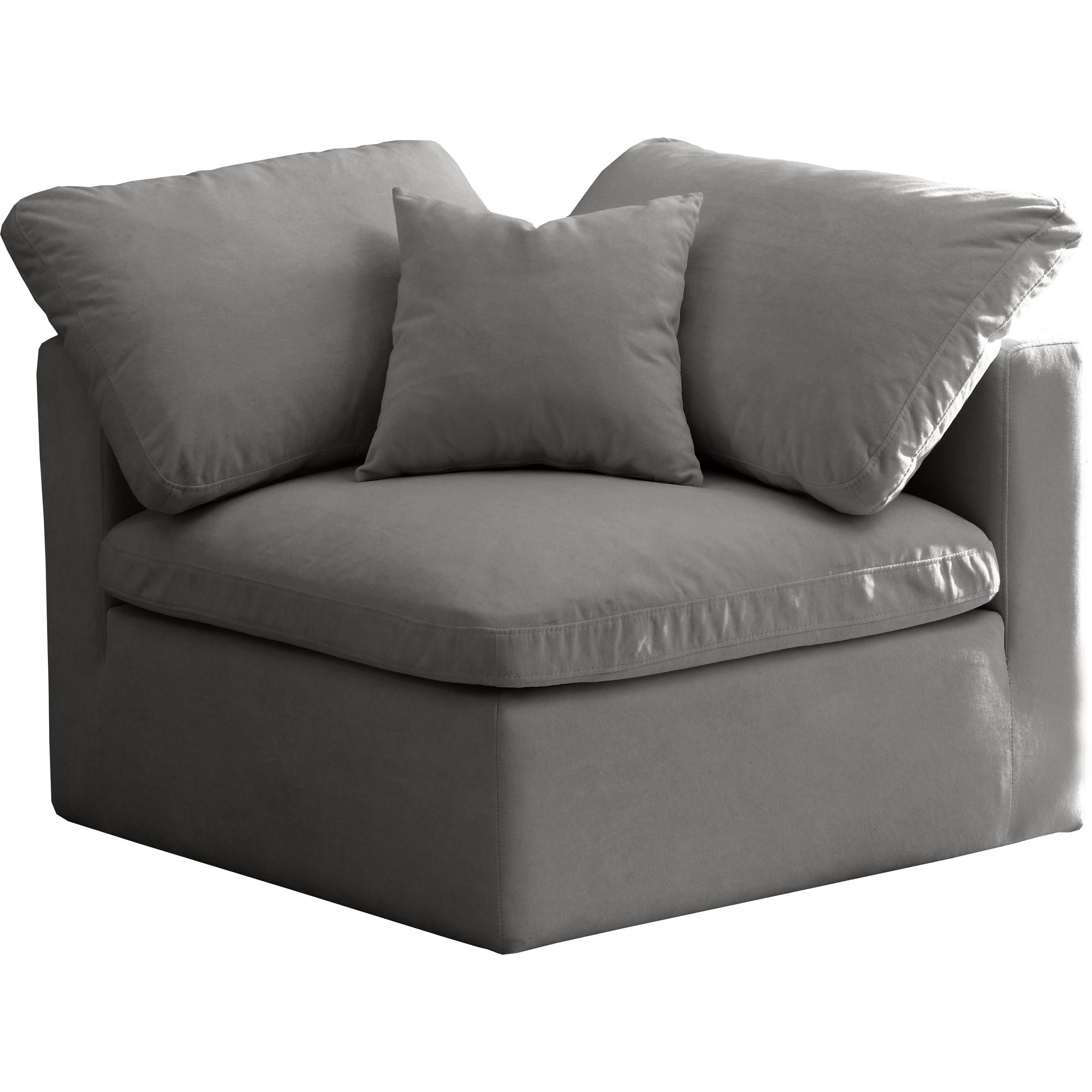 Meridian Plush Grey Velvet Standard Comfort Modular Corner Chair