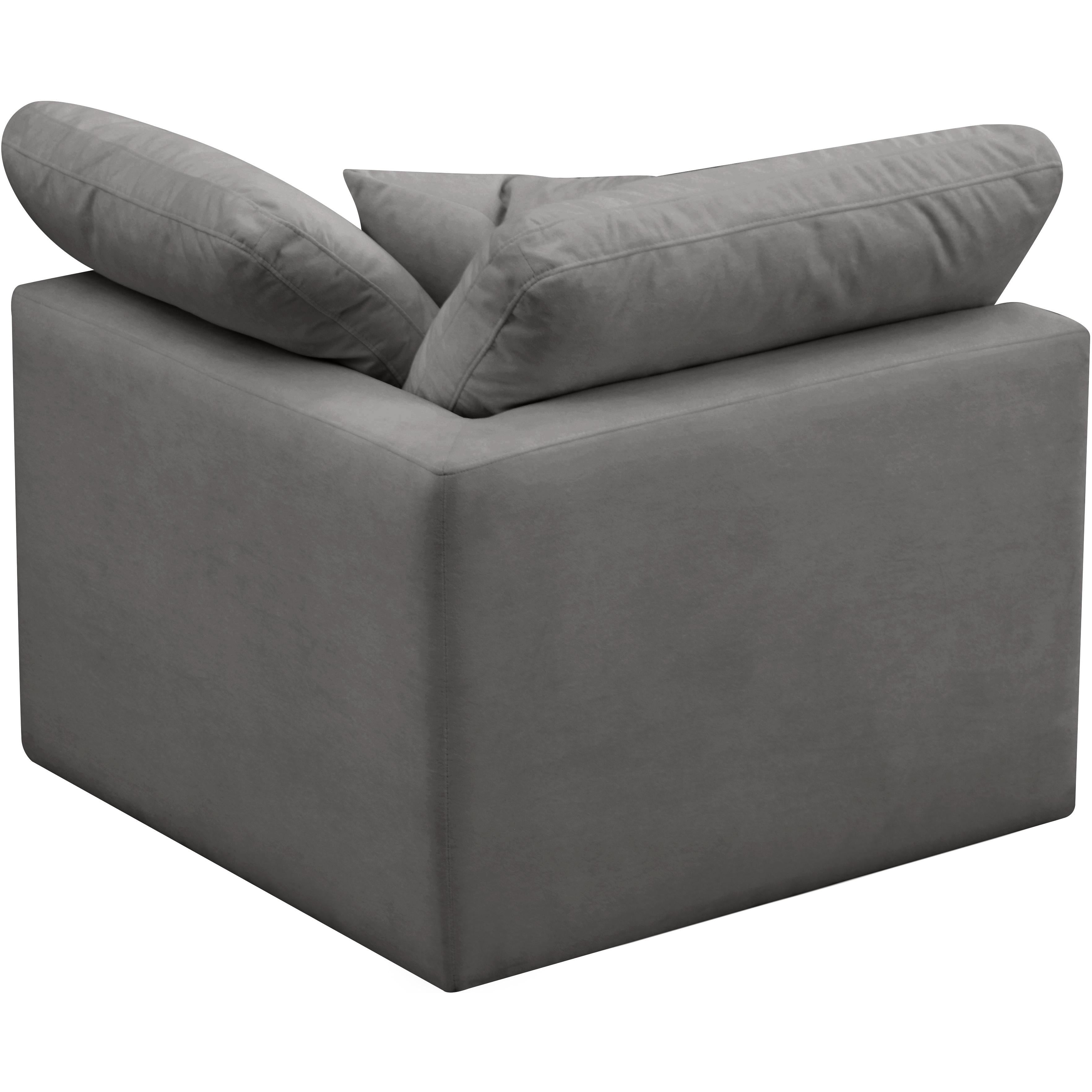 Meridian Plush Grey Velvet Standard Comfort Modular Corner Chair