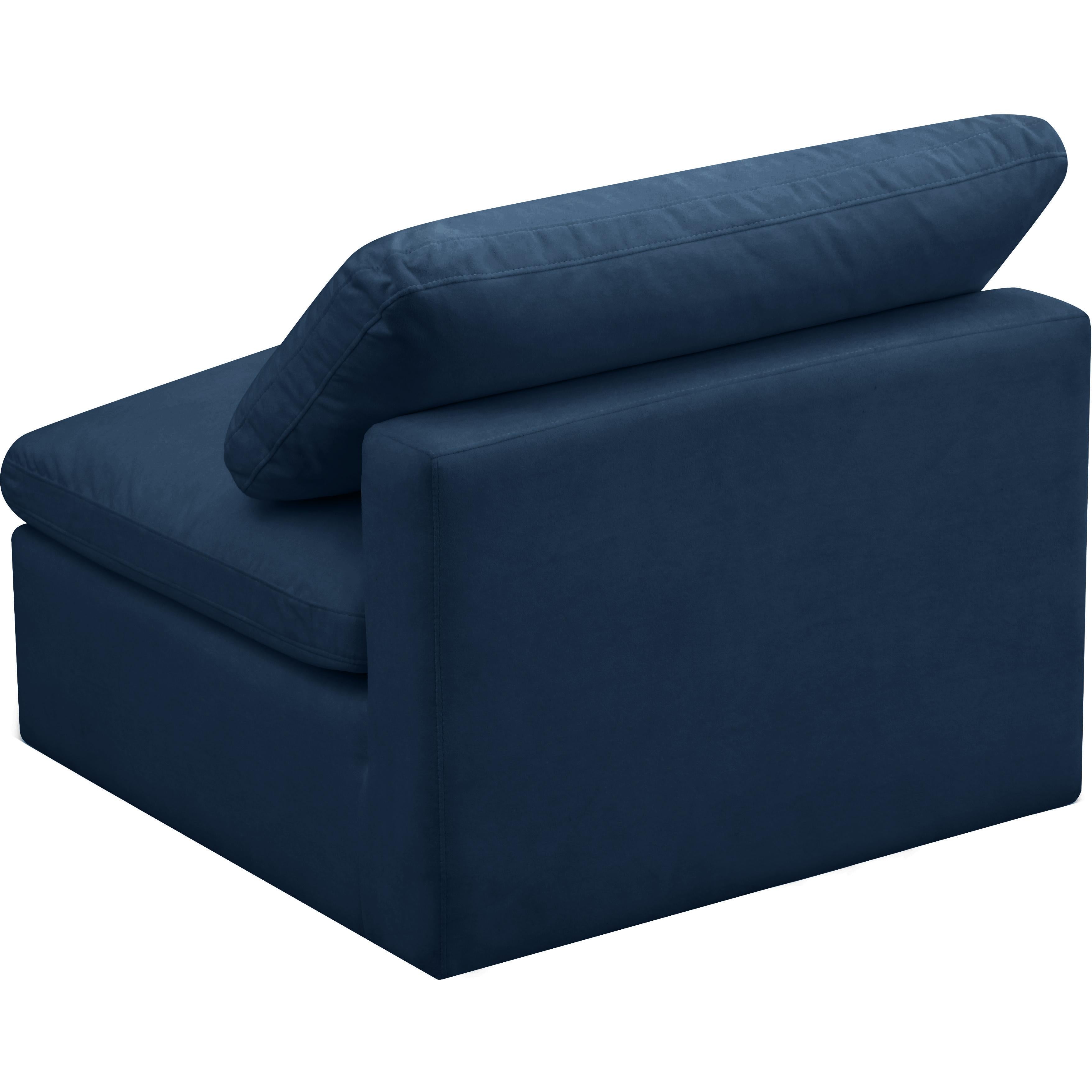 Meridian Plush Navy Velvet Standard Comfort Modular Armless Chair
