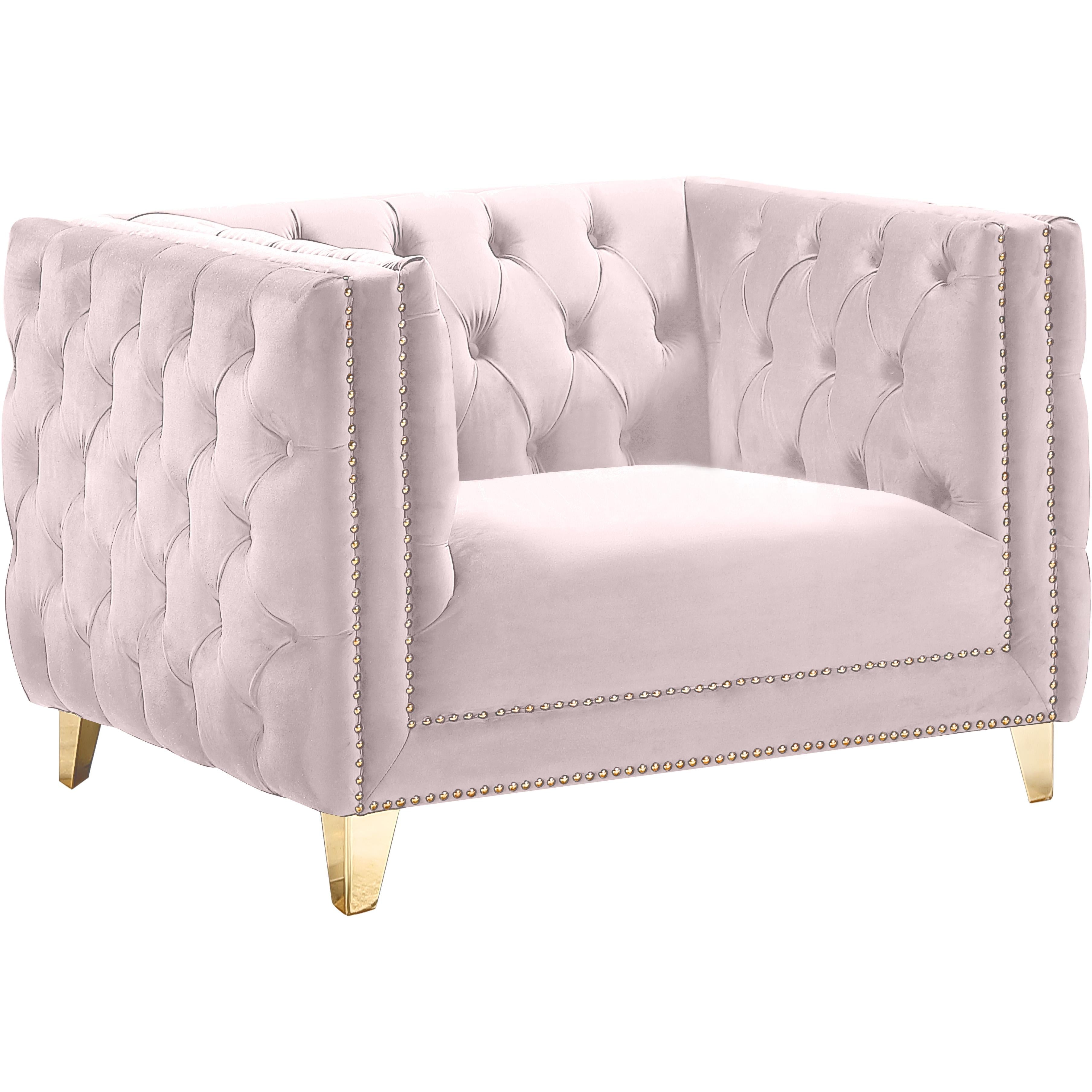 Meridian Michelle Pink Velvet Chair