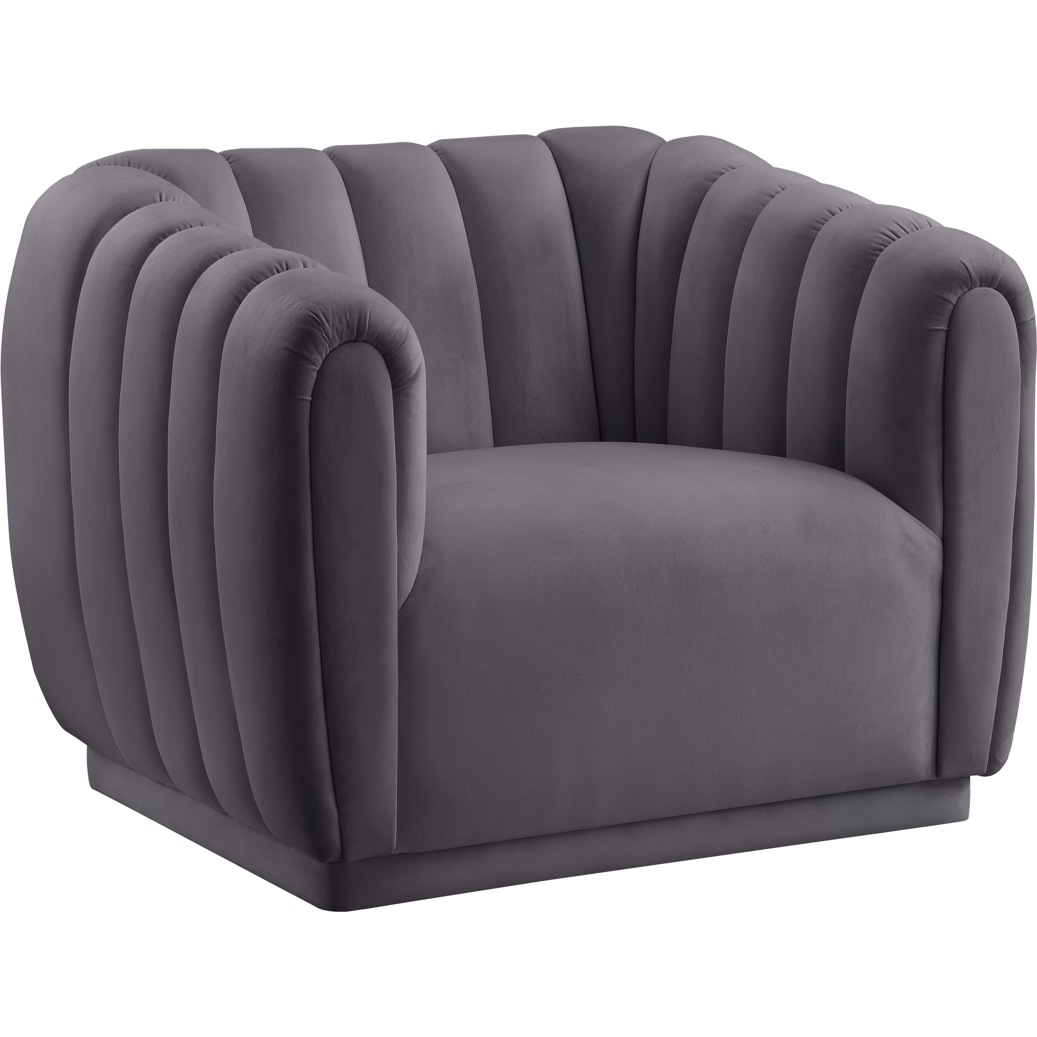 Meridian Dixie Grey Velvet Chair