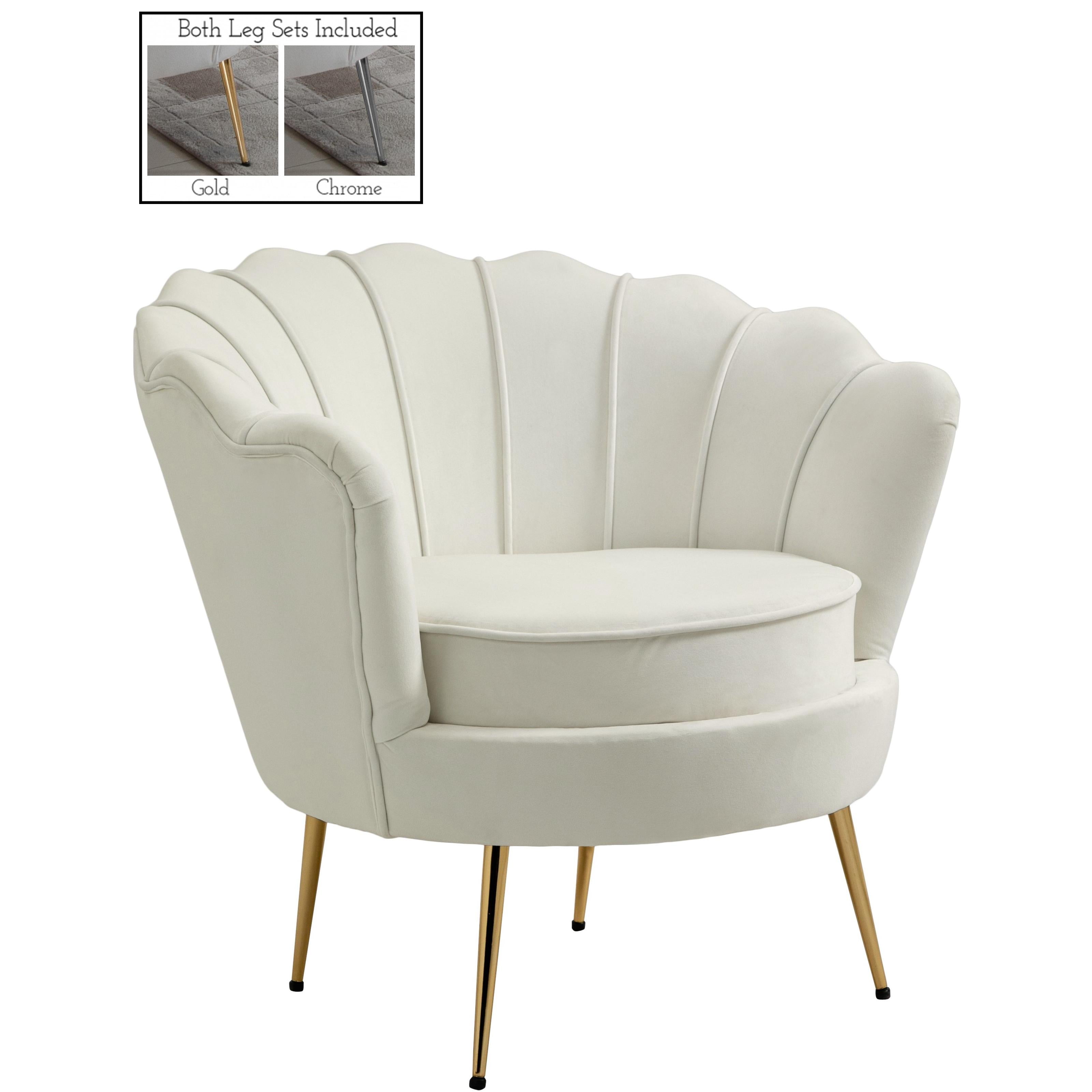 Meridian Gardenia Cream Velvet Chair