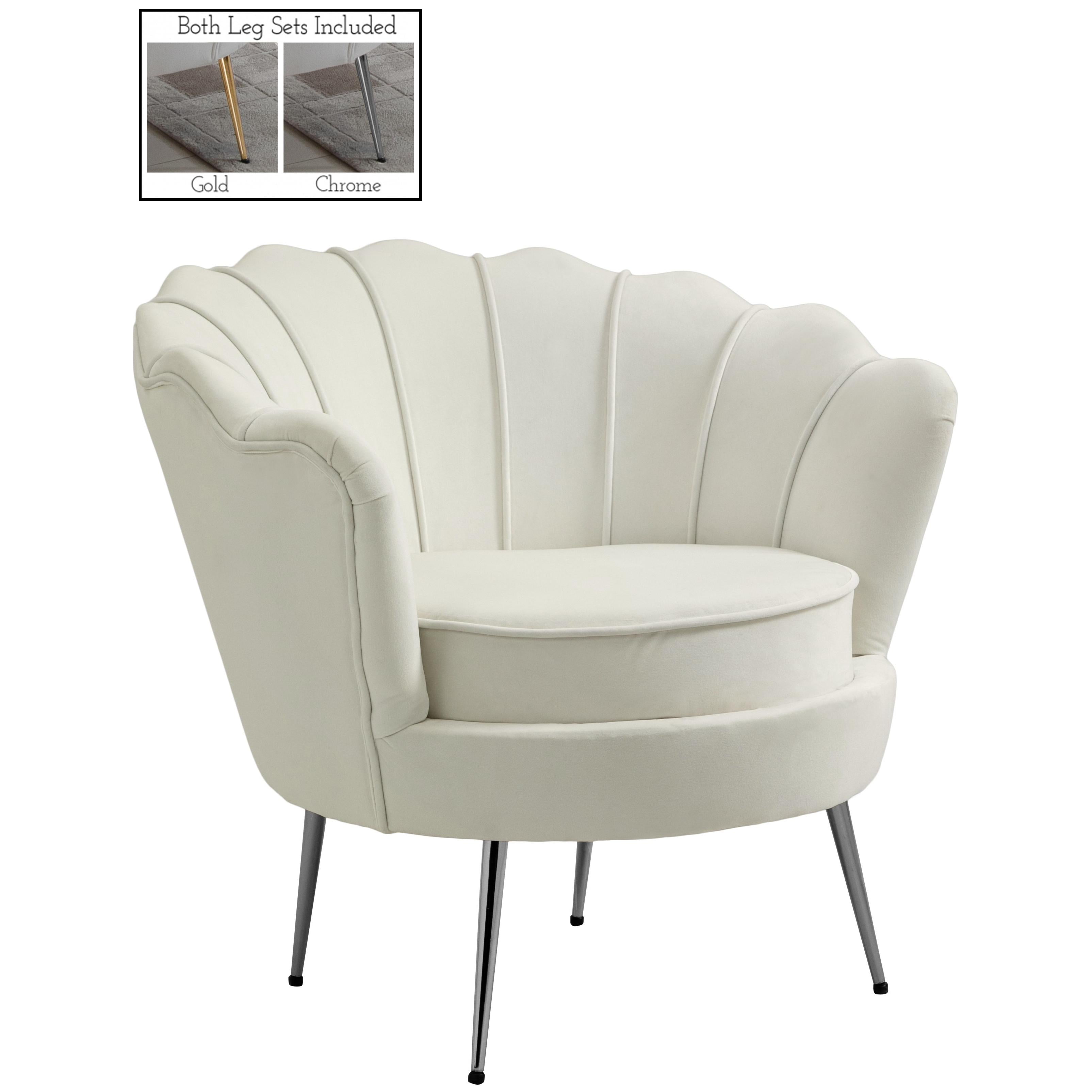 Meridian Gardenia Cream Velvet Chair