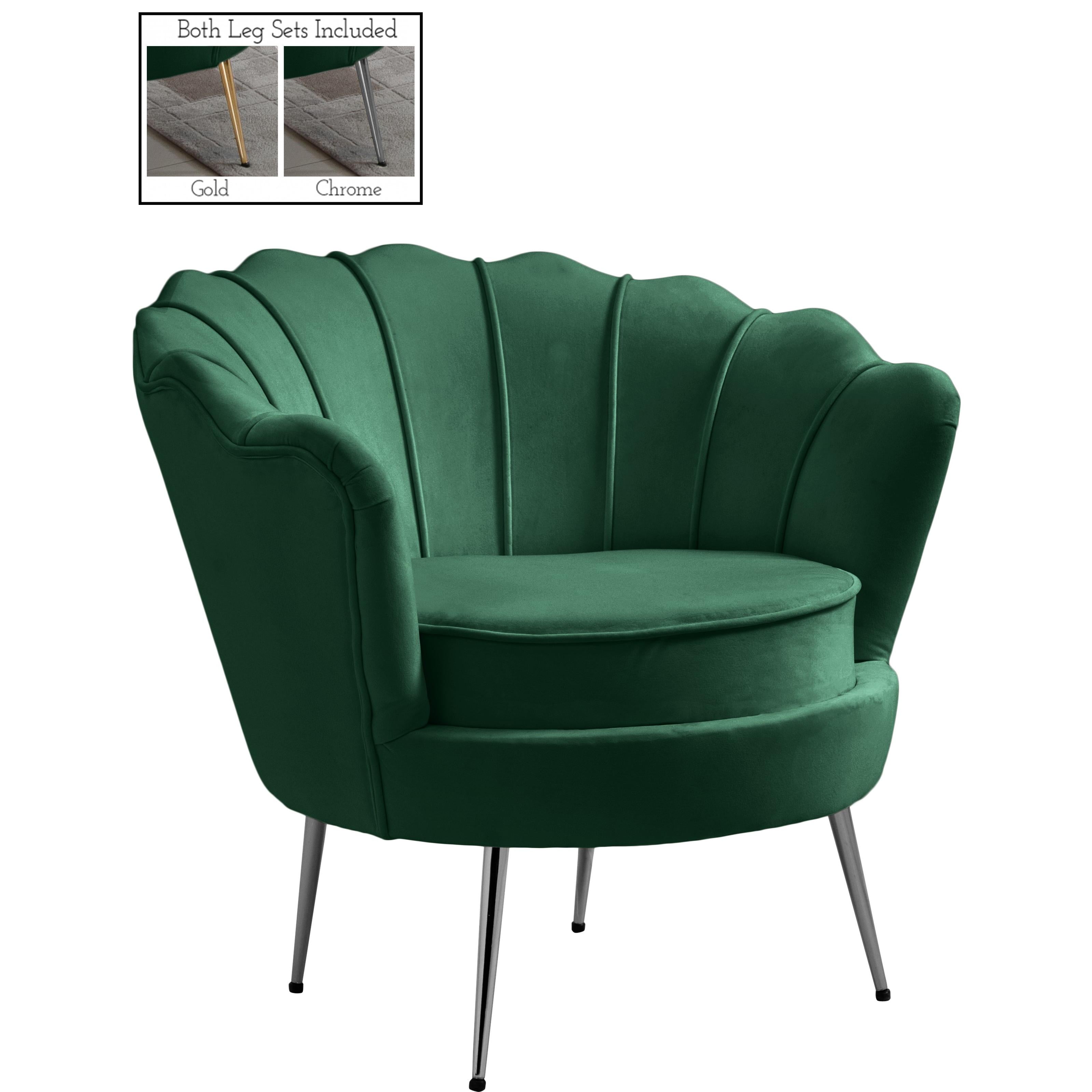 Meridian Gardenia Green Velvet Chair
