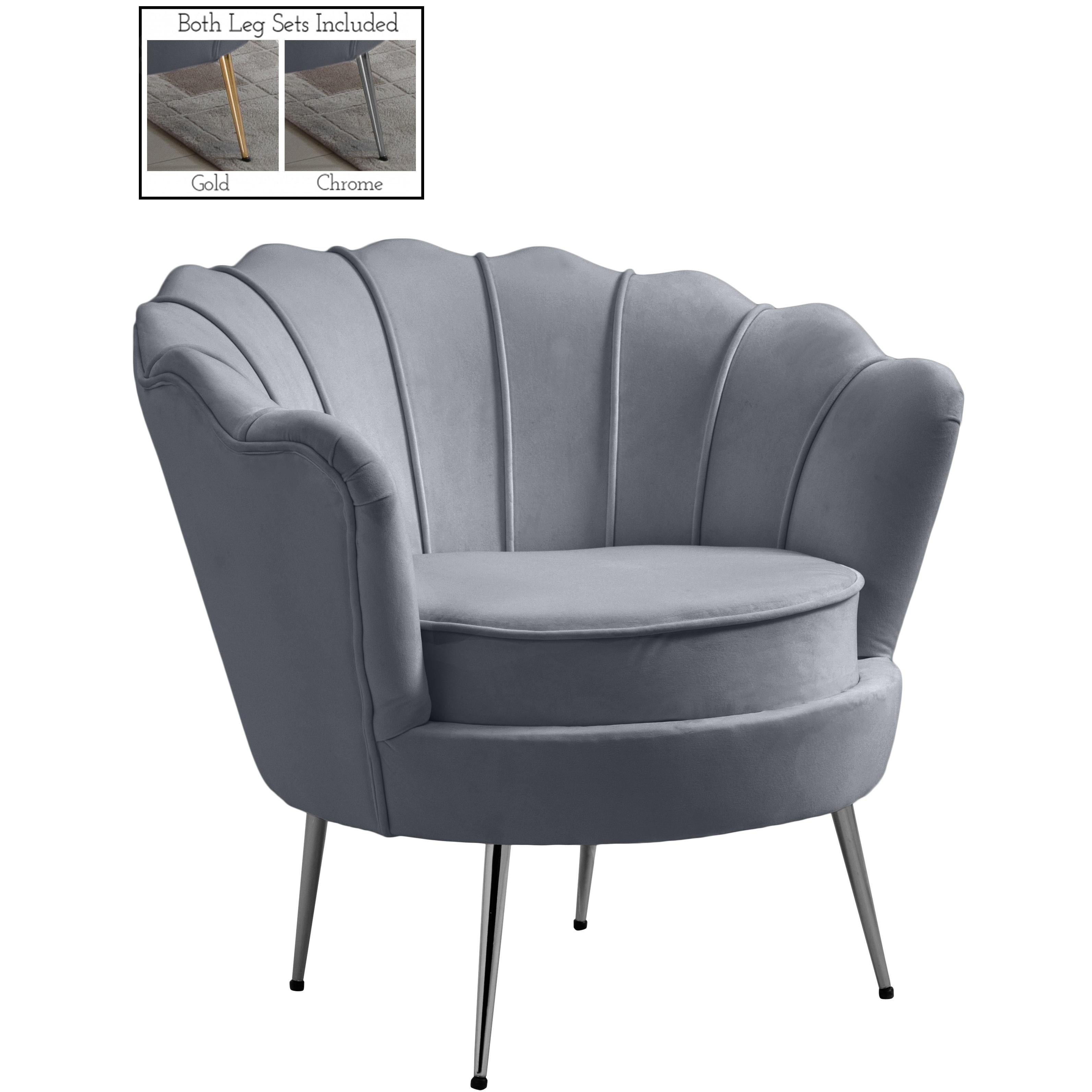 Meridian Gardenia Grey Velvet Chair
