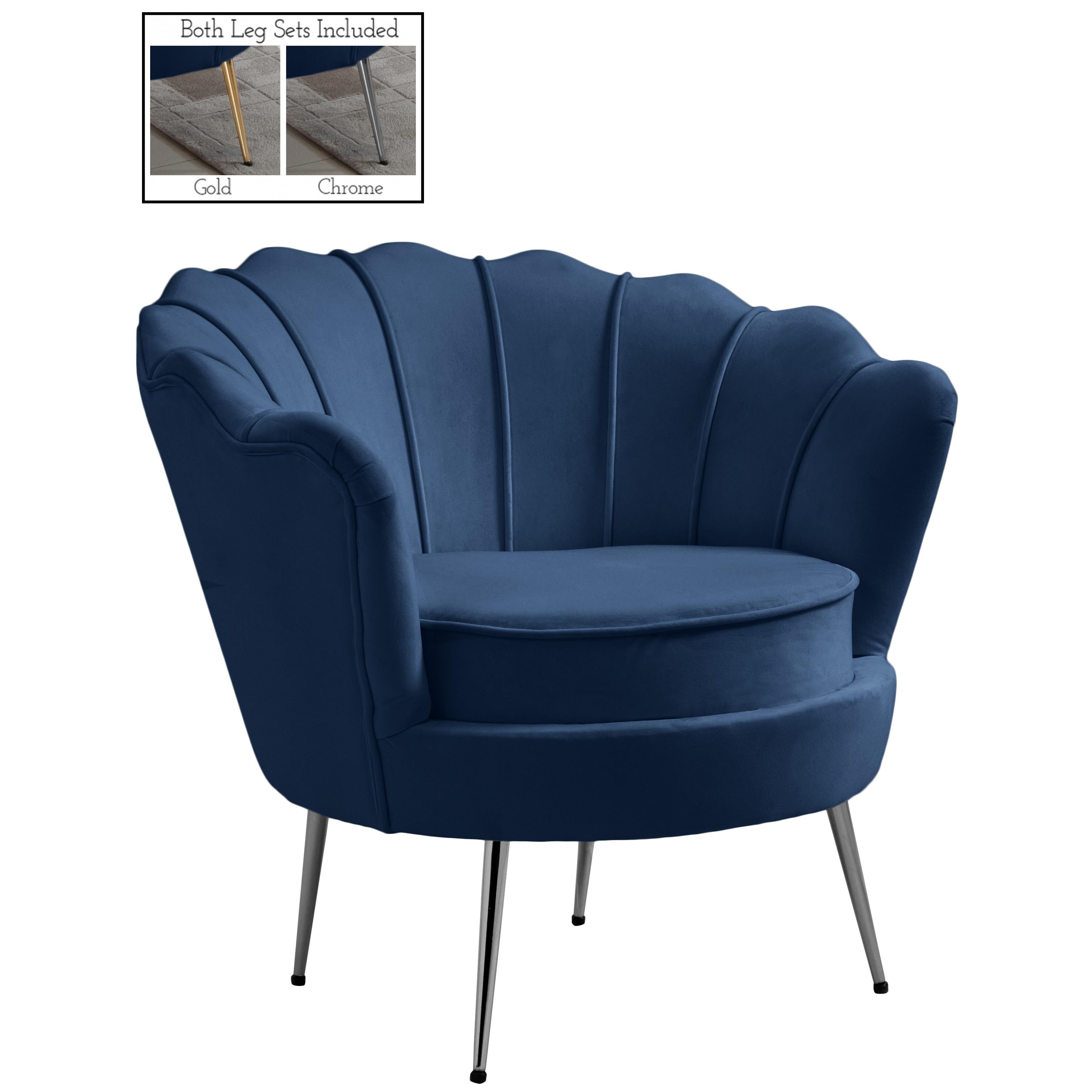 Meridian Gardenia Navy Velvet Chair