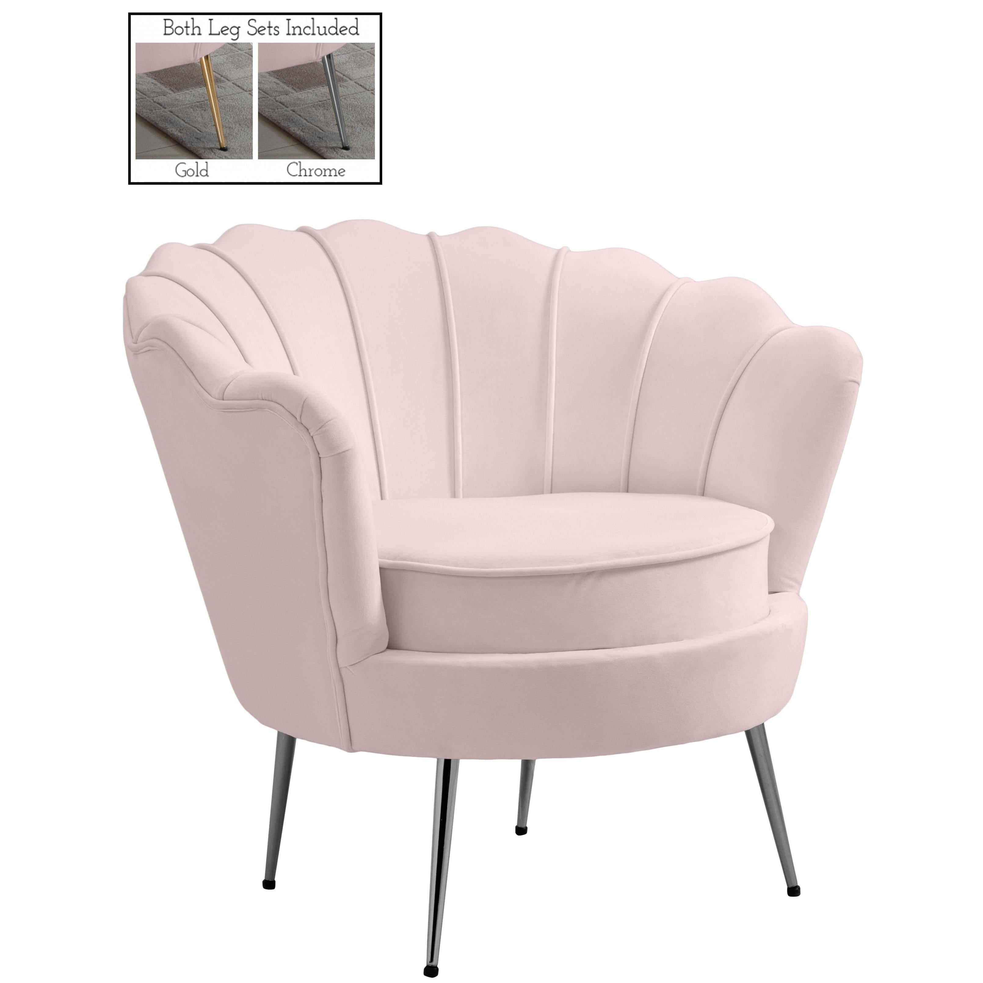 Meridian Gardenia Pink Velvet Chair