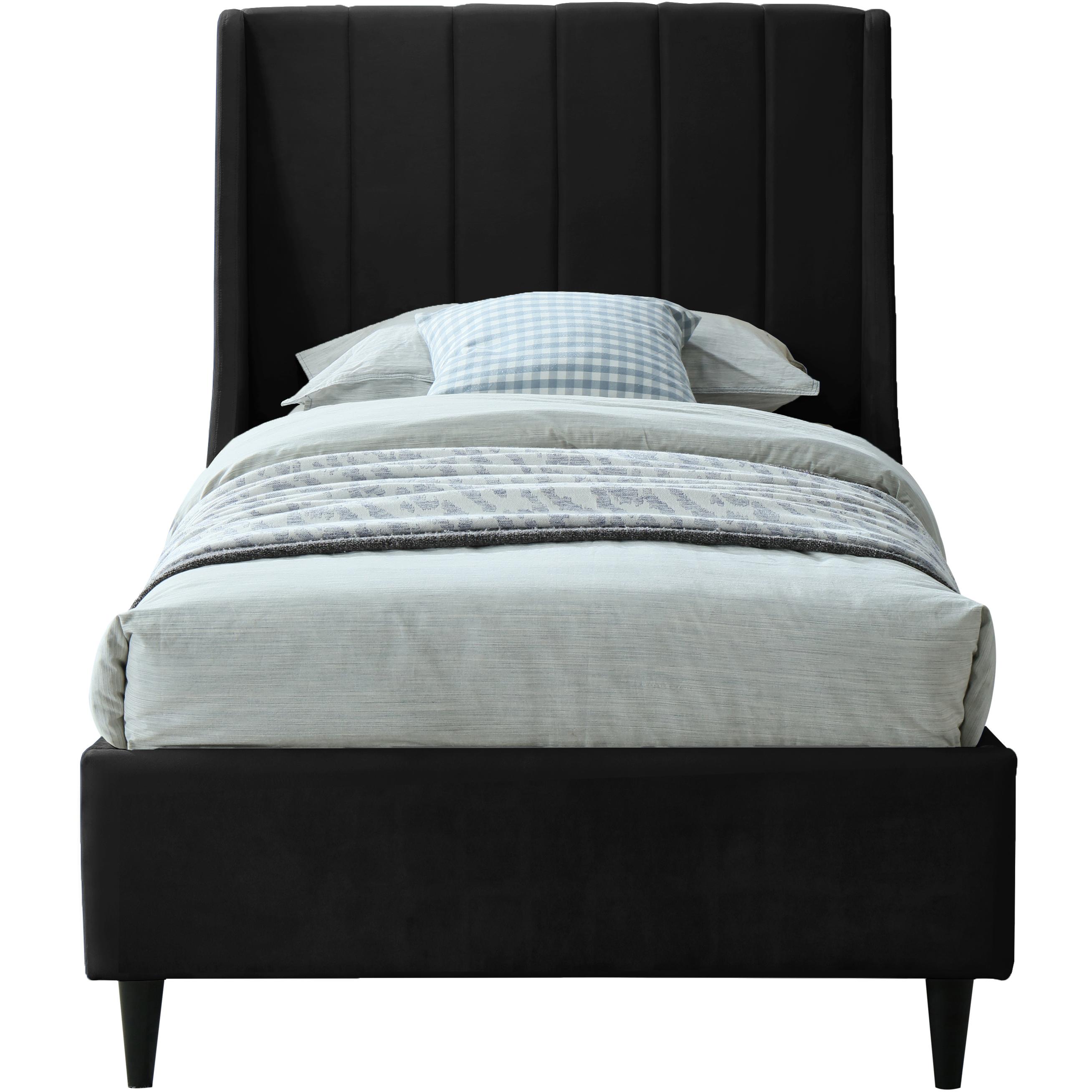 Meridian Eva Black Velvet Twin Bed